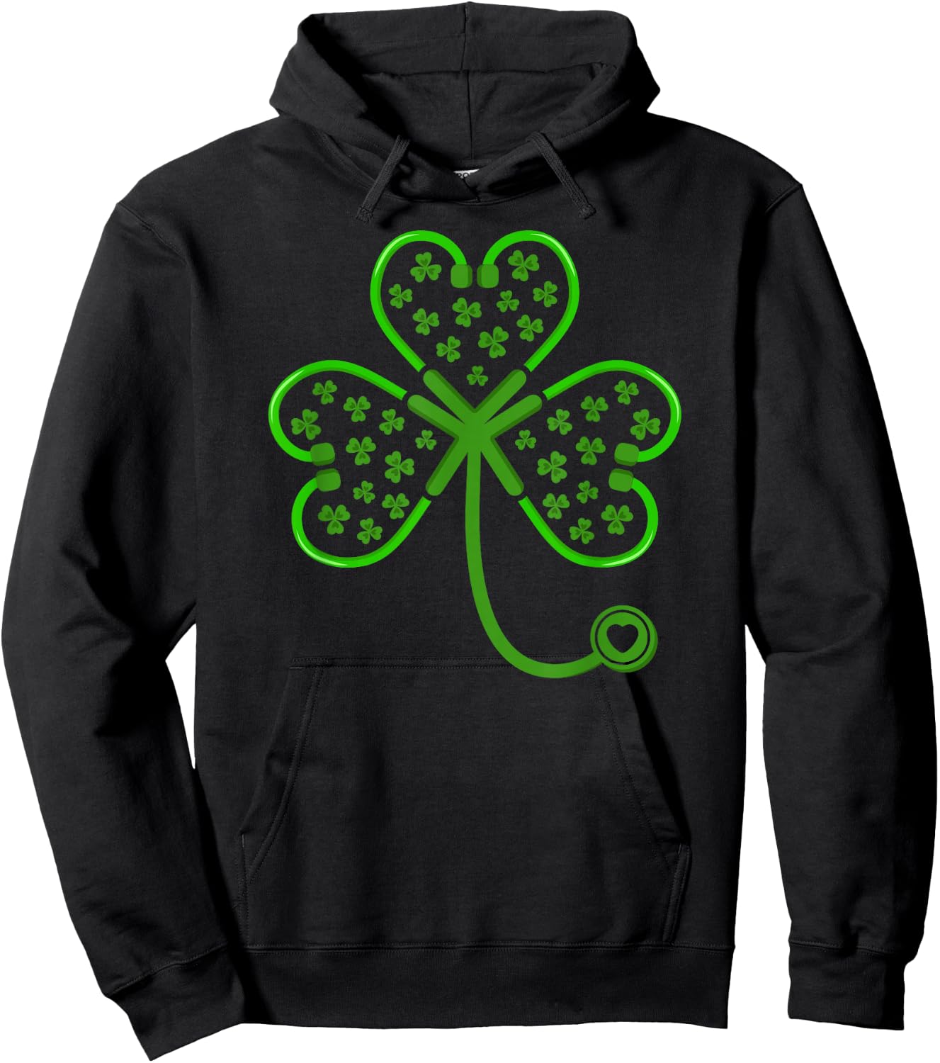 Shamrock Stethoscope Nurse T Shirt St Patricks Day Lucky Hoodie - Hoodie | Black