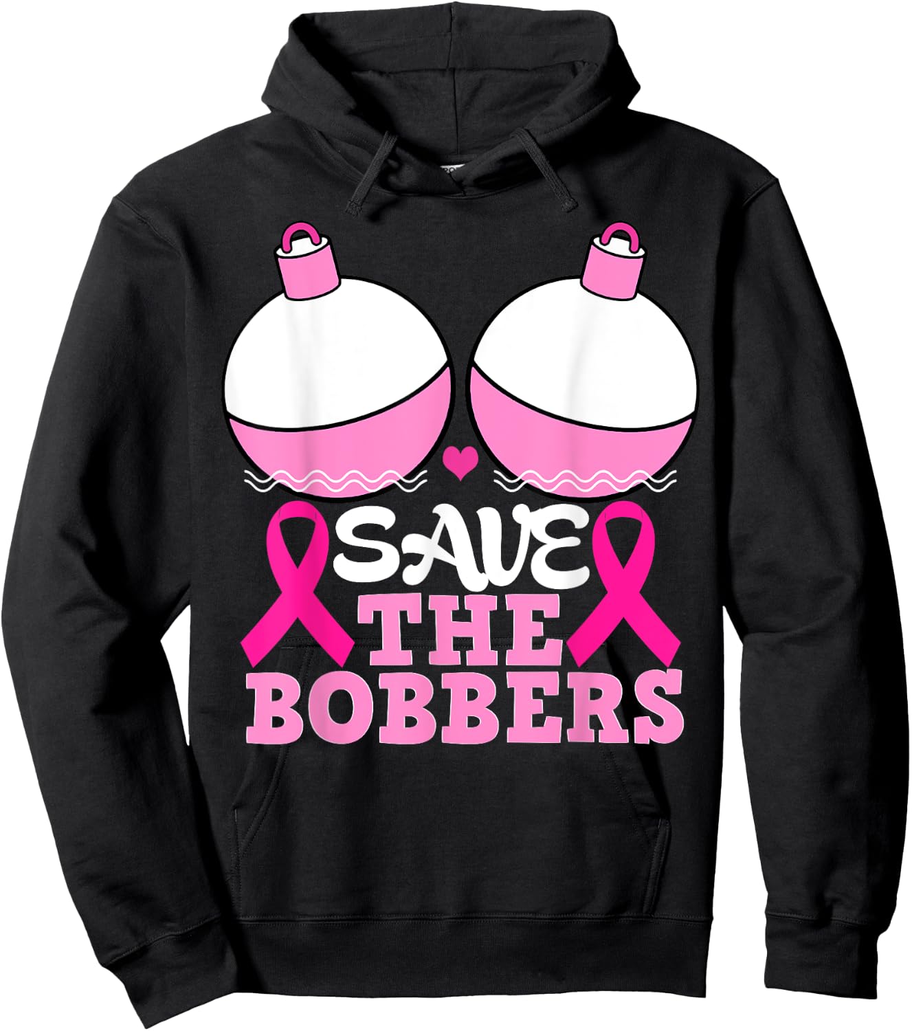 Save The Bobbers Breast Cancer Awareness Fishing Lovers Hoodie - Hoodie | Black