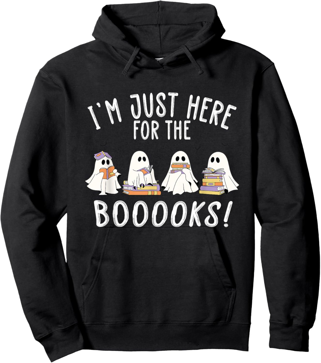 I'm Just Here For The Books - Cute Halloween Ghost Reading Hoodie - Hoodie | Black