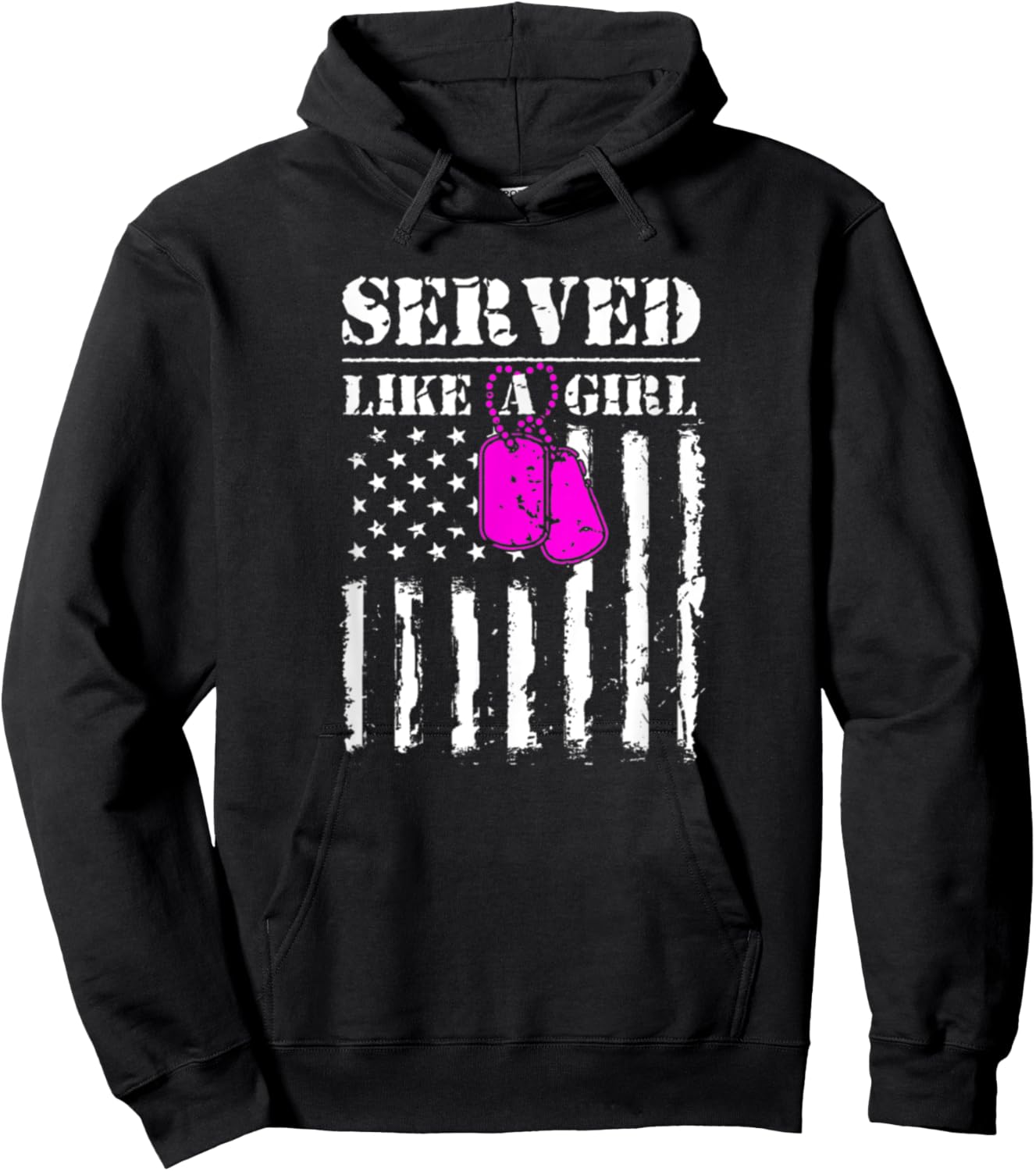 Served Like A Girl Military Flag Soldier Hoodie - Hoodie | Black