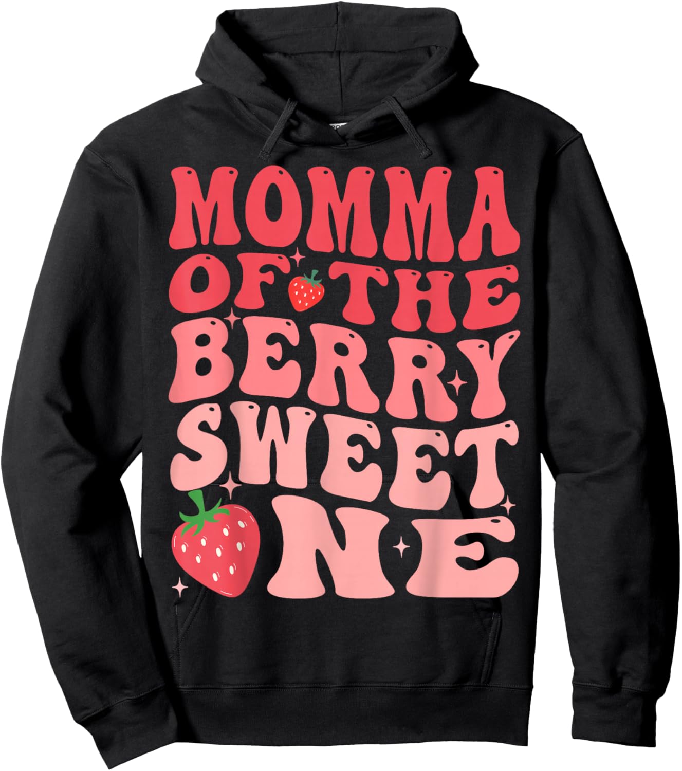 Momma Of The Berry Sweet One 1st Birthday Strawberry Hoodie - Hoodie | Black