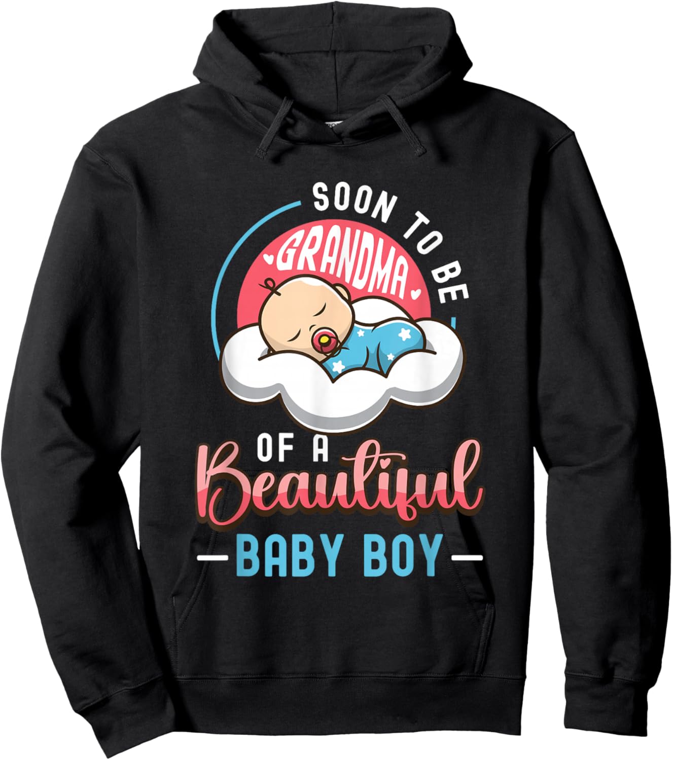 Soon To Be Grandma Of A Baby Boy New Grandma To Be Hoodie - Hoodie | Black