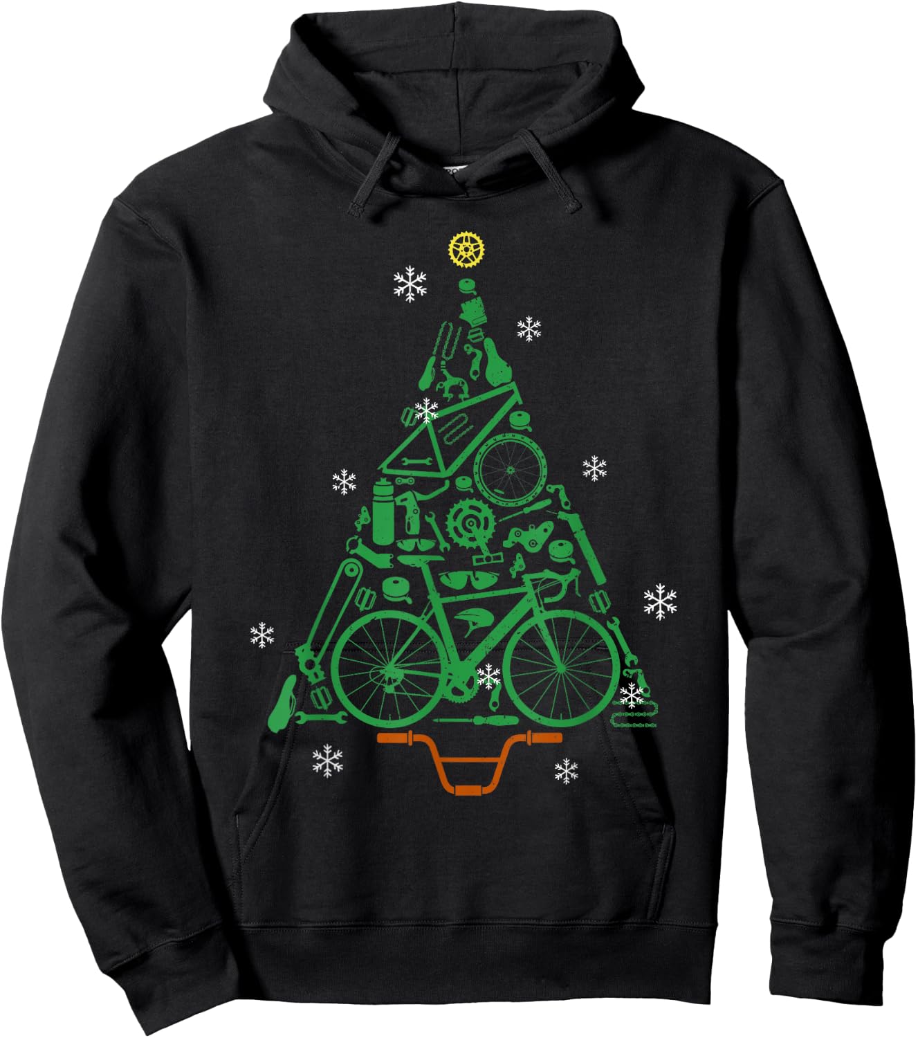 Road Bike Bicycle Funny Christmas Tree Cyclist Kids Adults Hoodie - Hoodie | Black