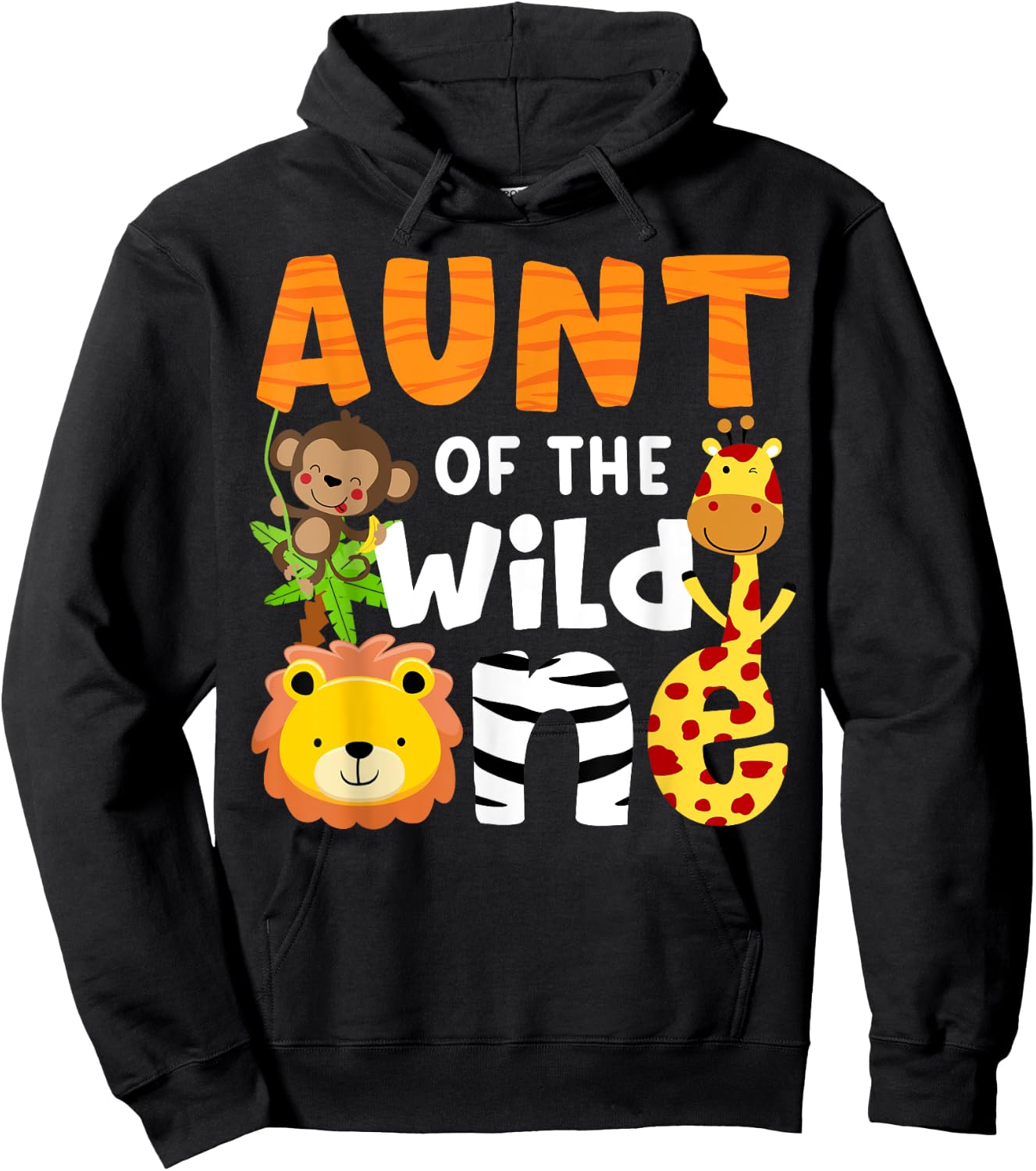 Aunt the Wild One Zoo Birthday Safari Jungle Animals Party Hoodie - Hoodie | Black