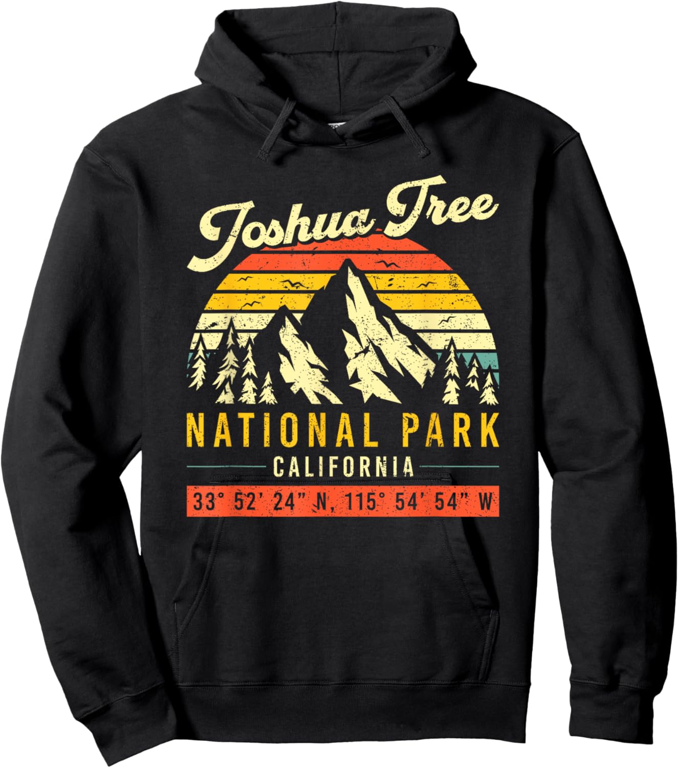 Joshua Tree California Vintage Retro National Park Hoodie - Hoodie | Black