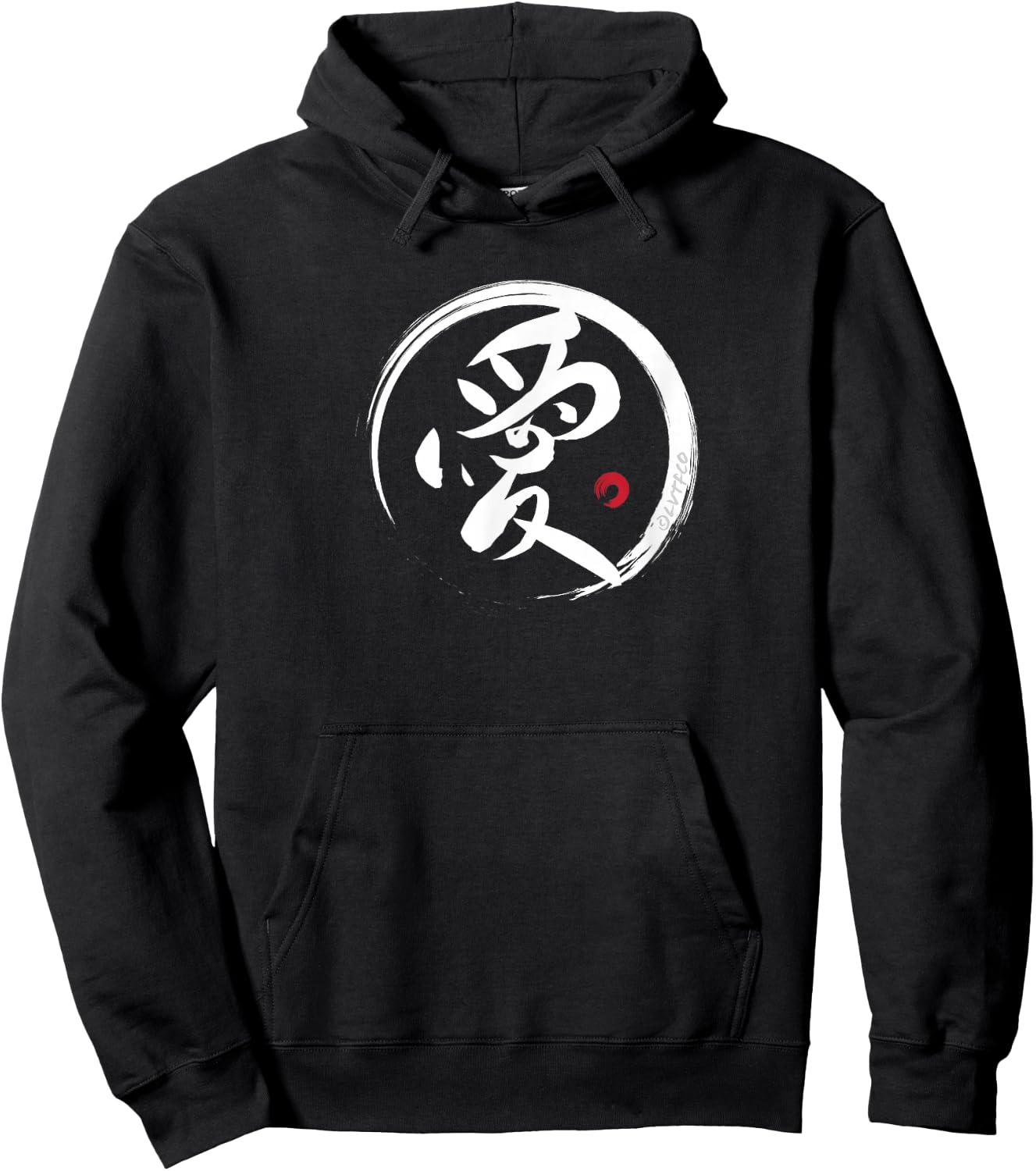 "LOVE" Japanese Brush Writing Kanji Word Hoodie - Hoodie | Black