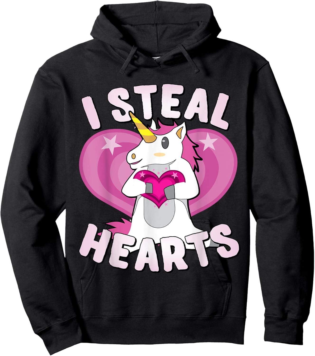I Steal Hearts Unicorn Valentine's Day Hoodie - Hoodie | Black