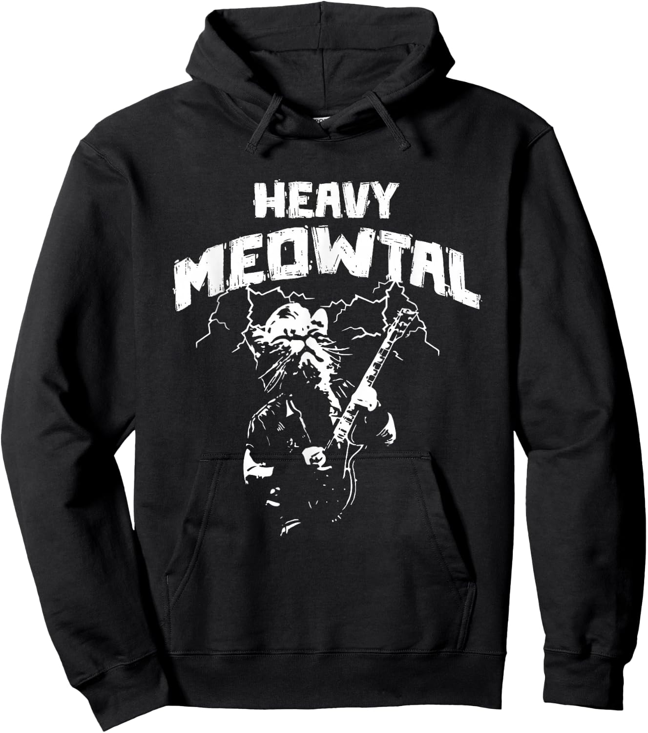 Heavy Meowtal - Cat Lover Gifts - Heavy Metal Music Gift Hoodie - Hoodie | Black