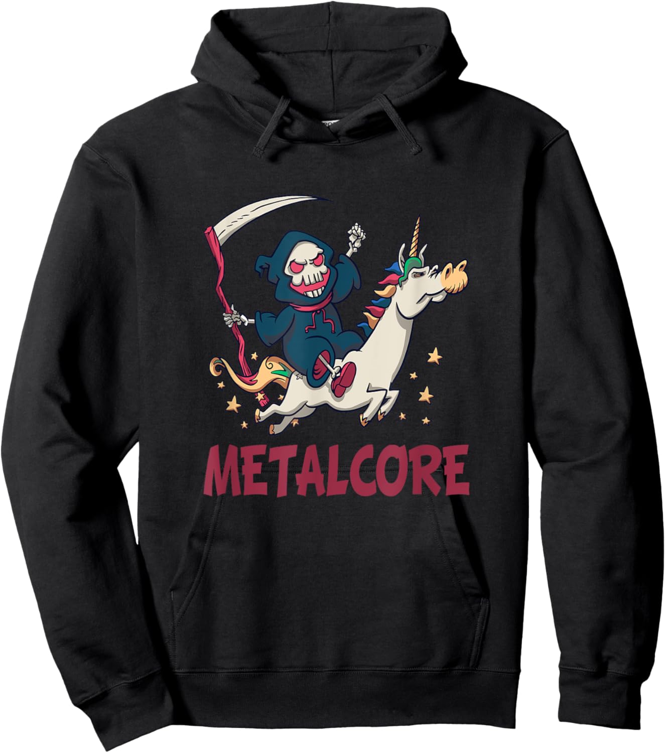 Funny Metalcore Reaper Unicorn Metalhead Hoodie - Hoodie | Black