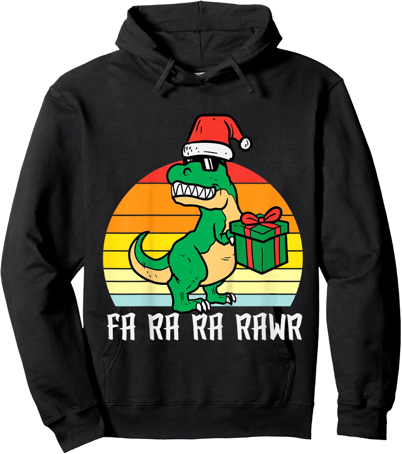 Kids Christmas Trex Fa Ra Ra Rawr Xmas Dino Boys Kids Toddler Hoodie - Hoodie | Black