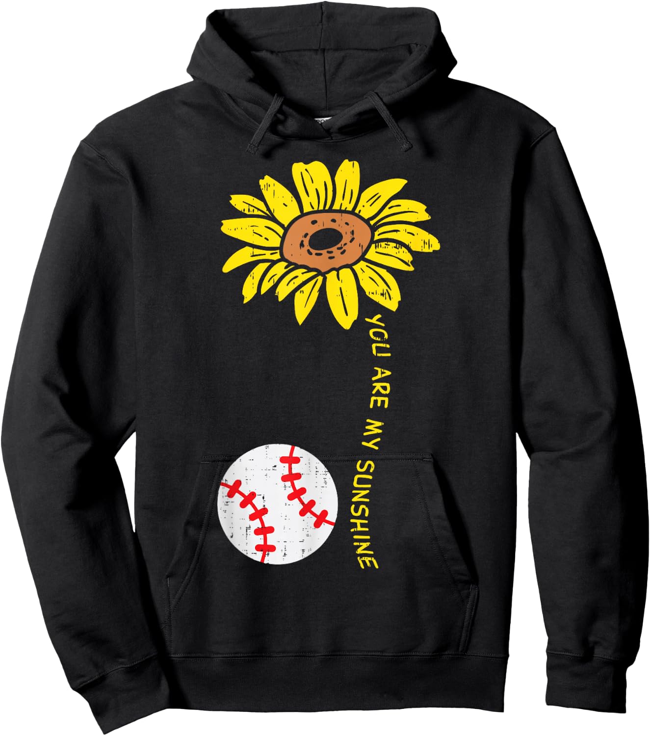 Sunflower Sunshine Baseball Softball Sports Men Women Kids Hoodie - Hoodie | Black
