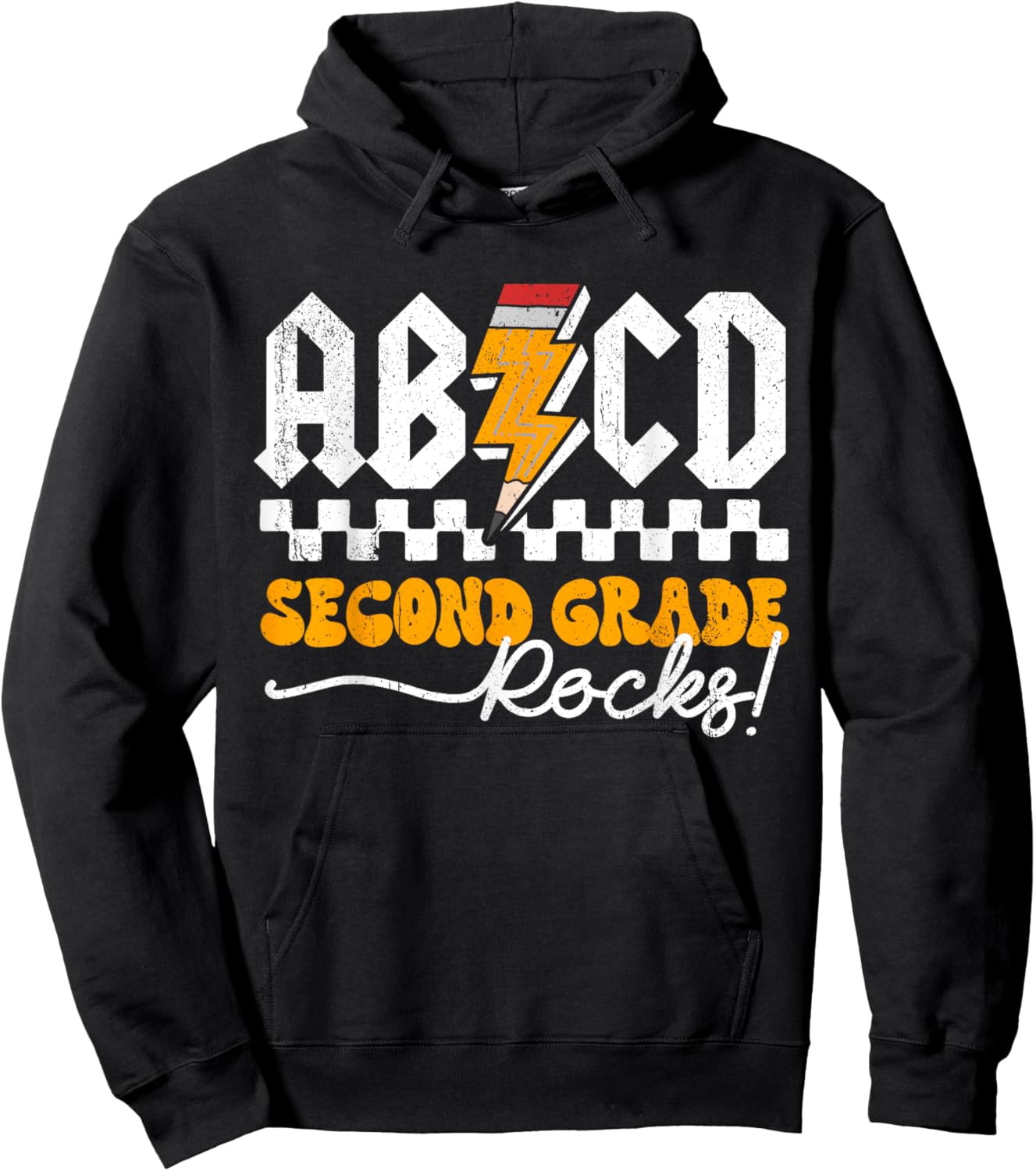 AB CD Second Grade Rocks 2nd Grader Teacher Boys Girls Kids Hoodie - Hoodie | Black