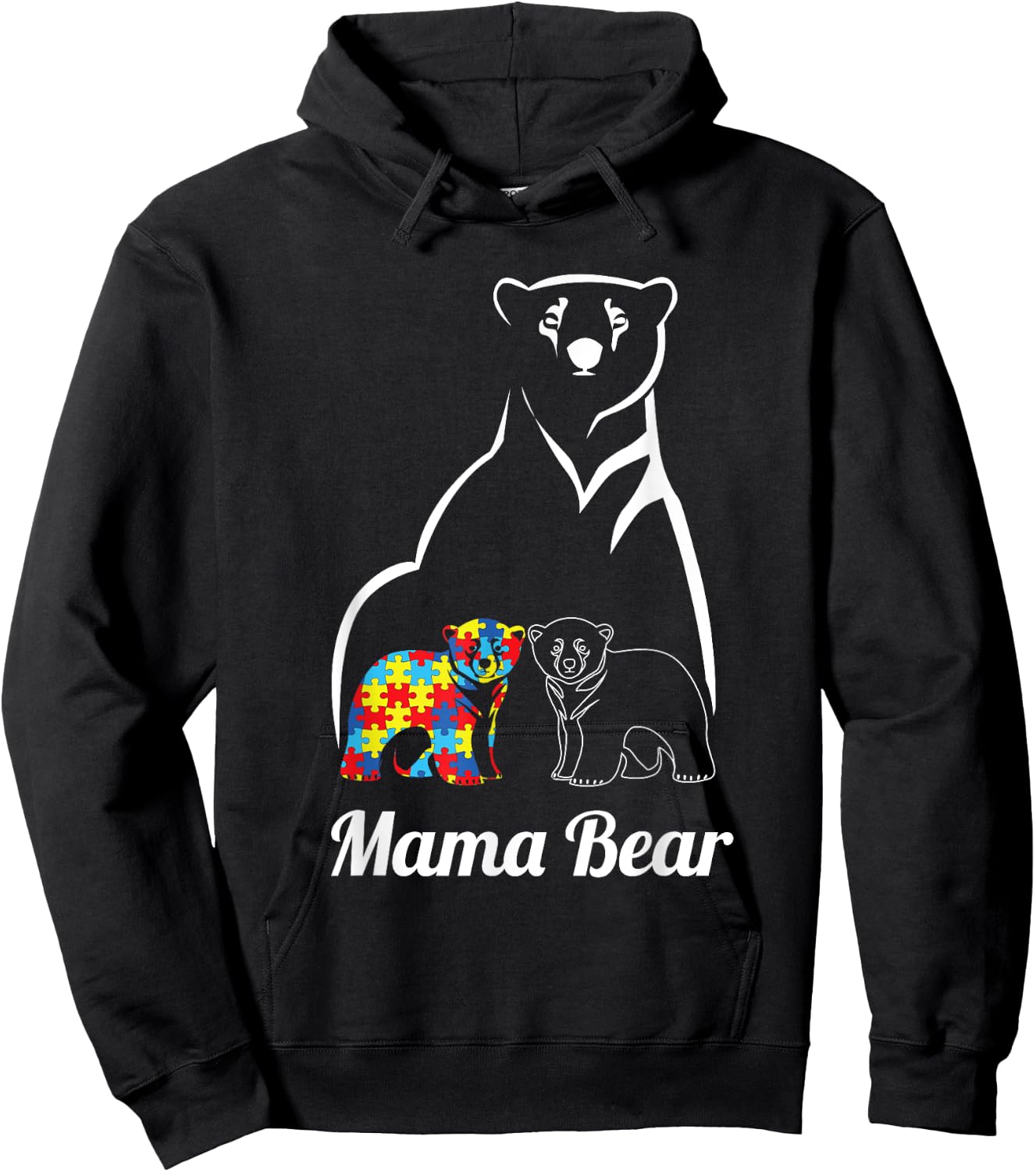 Autism Awareness Mama Bear Mom Autistic Child Hoodie - Hoodie | Black