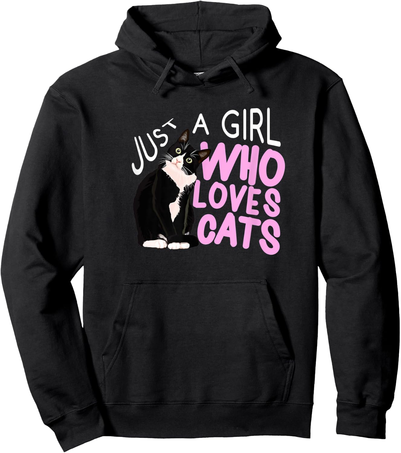 Just A Girl Who Loves Cats Cat Top Gift Girls Women Hoodie - Hoodie | Black