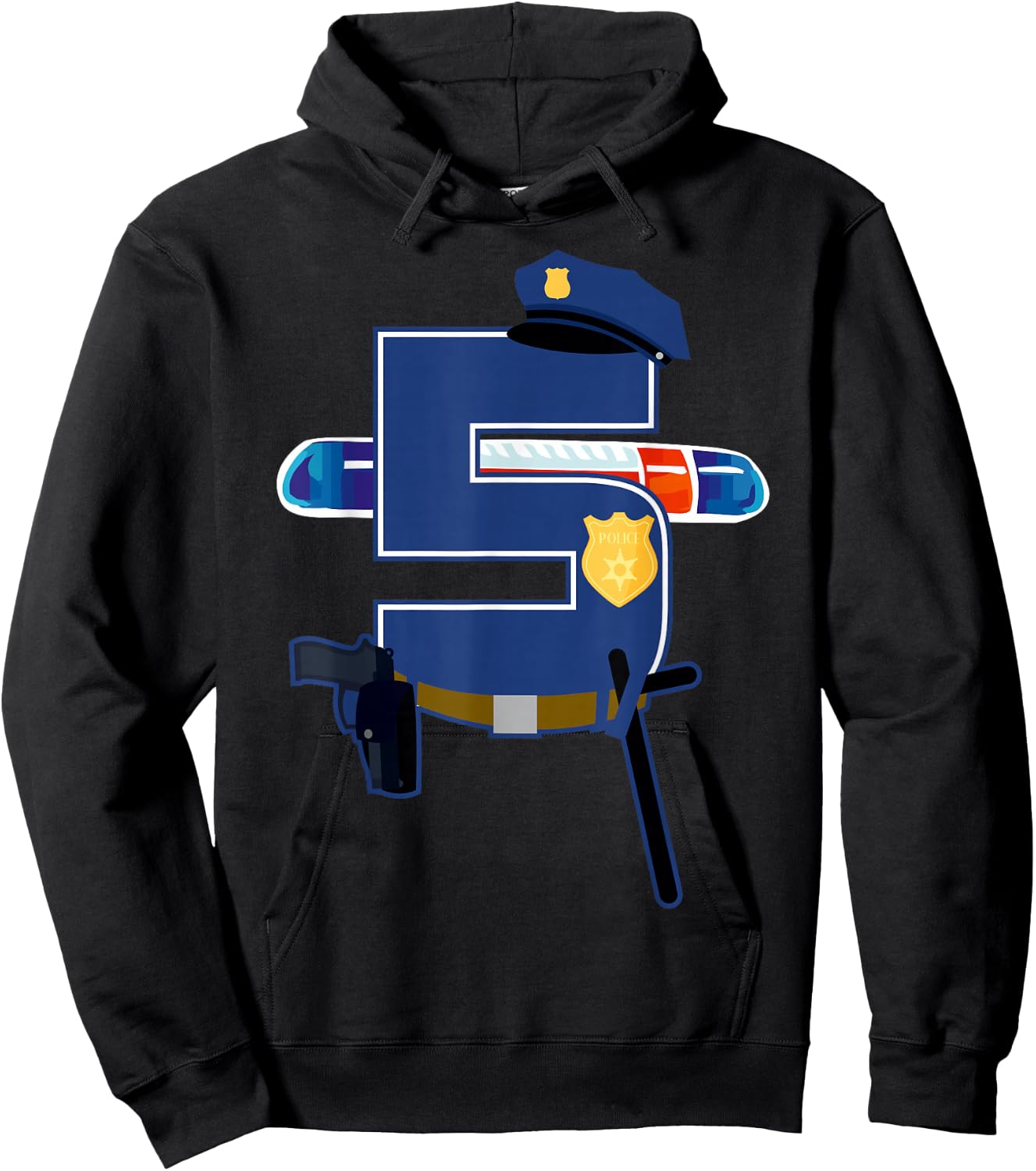 5 Years Old 5th Birthday Police Officer Kids Costume Gift Hoodie - Hoodie | Black