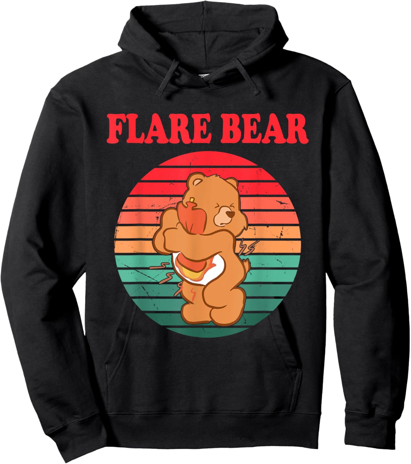 Funny Flare Bear Vintage Apparel Hoodie - Hoodie | Black