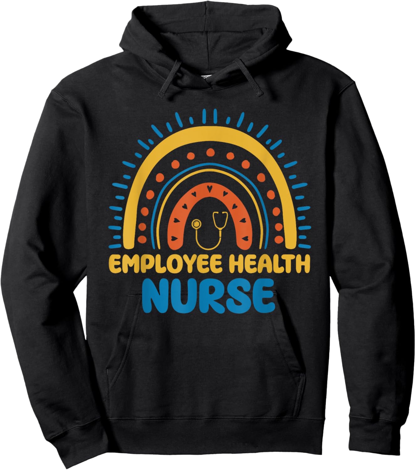 Cute Employee Health Nurse Boho Rainbow Occupational Health Hoodie - Hoodie | Black