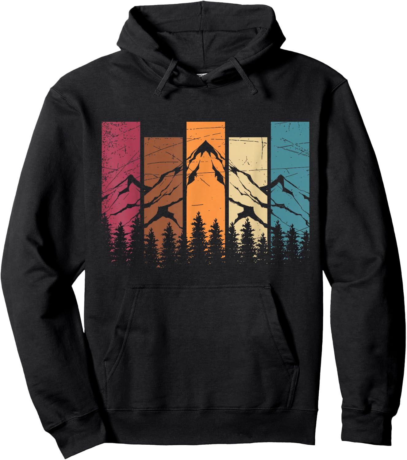 Forest Trees Nature Lovers Hikers Retro Mountains Hiking Hoodie - Hoodie | Black