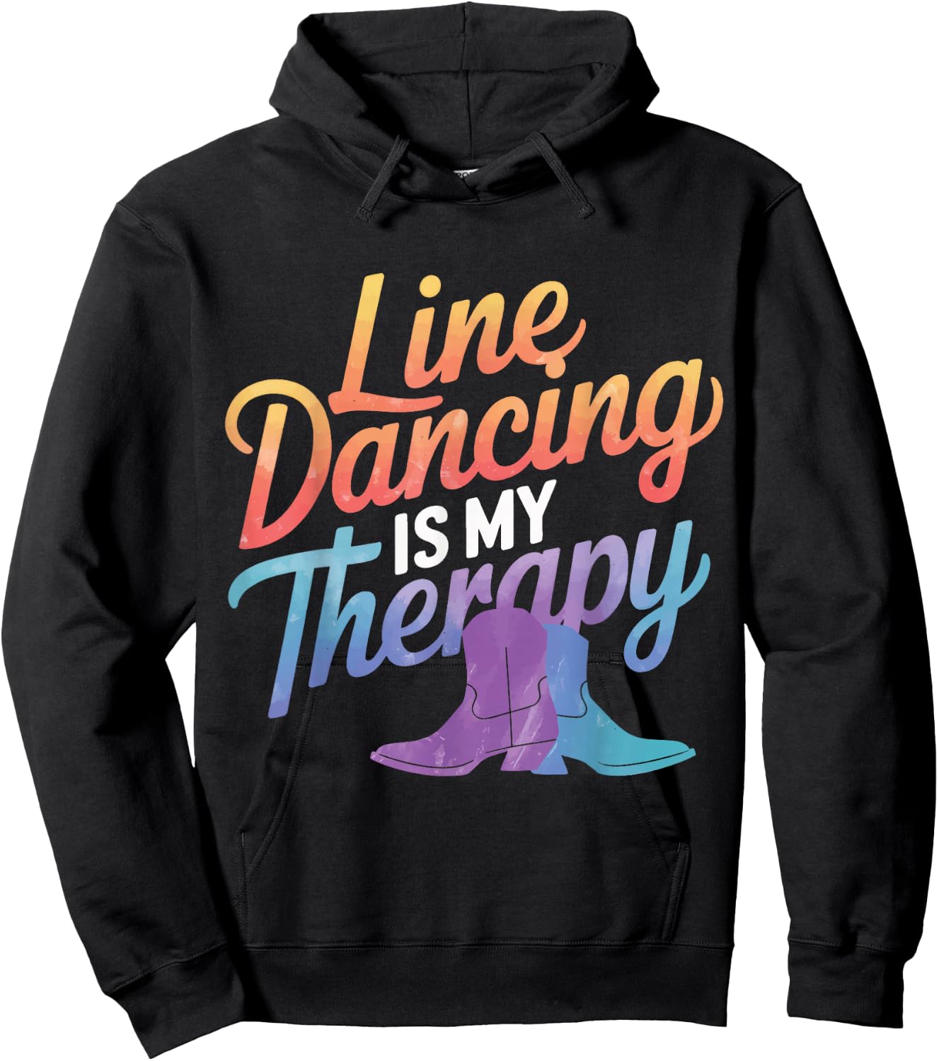 Line Dancing Line Dancing Is My Therapy Hoodie - Hoodie | Black