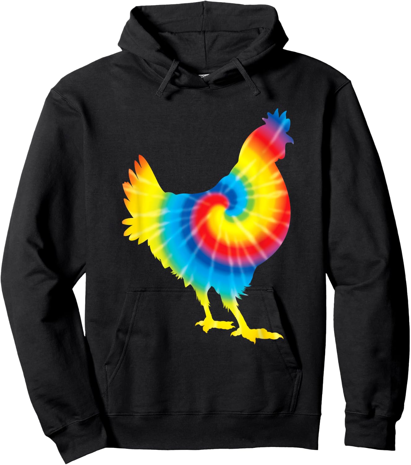 Tie Dye Chicken Rainbow Print Hen Fowl Hippie Peace Gift Hoodie - Hoodie | Black