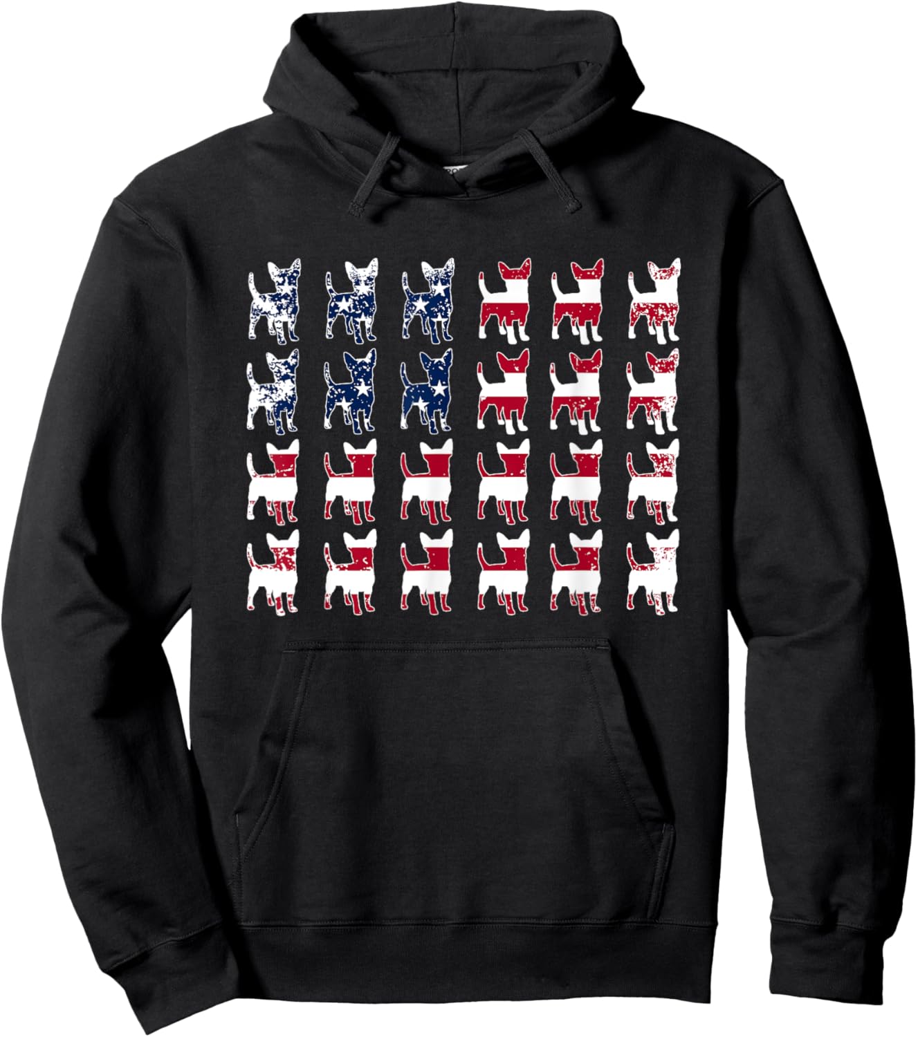 USA American Flag Chihuahua Lovers Fourth of July Patriotic Hoodie - Hoodie | Black