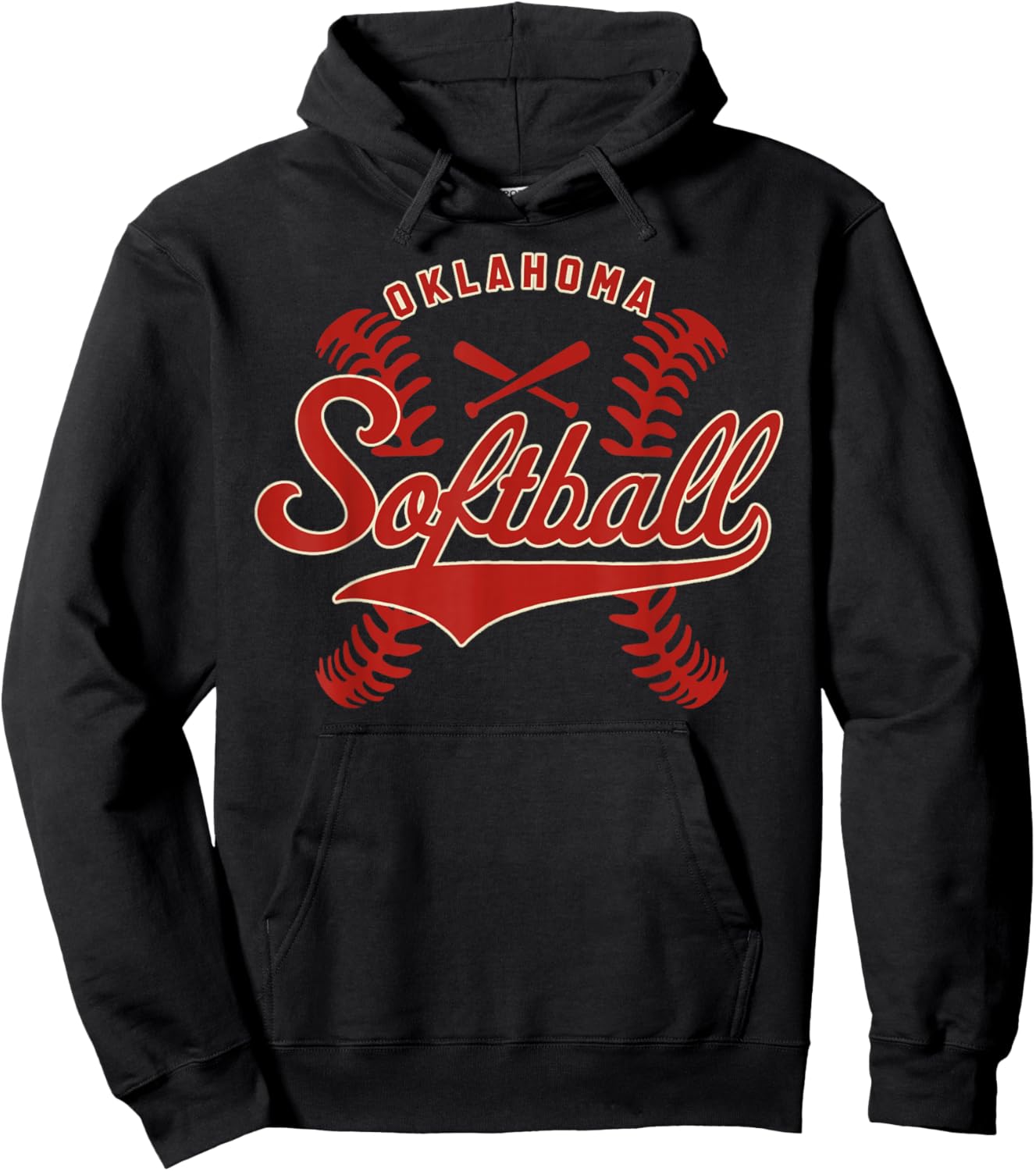 Oklahoma Softball Vintage Kids Team Retro Softball Fan Hoodie - Hoodie | Black
