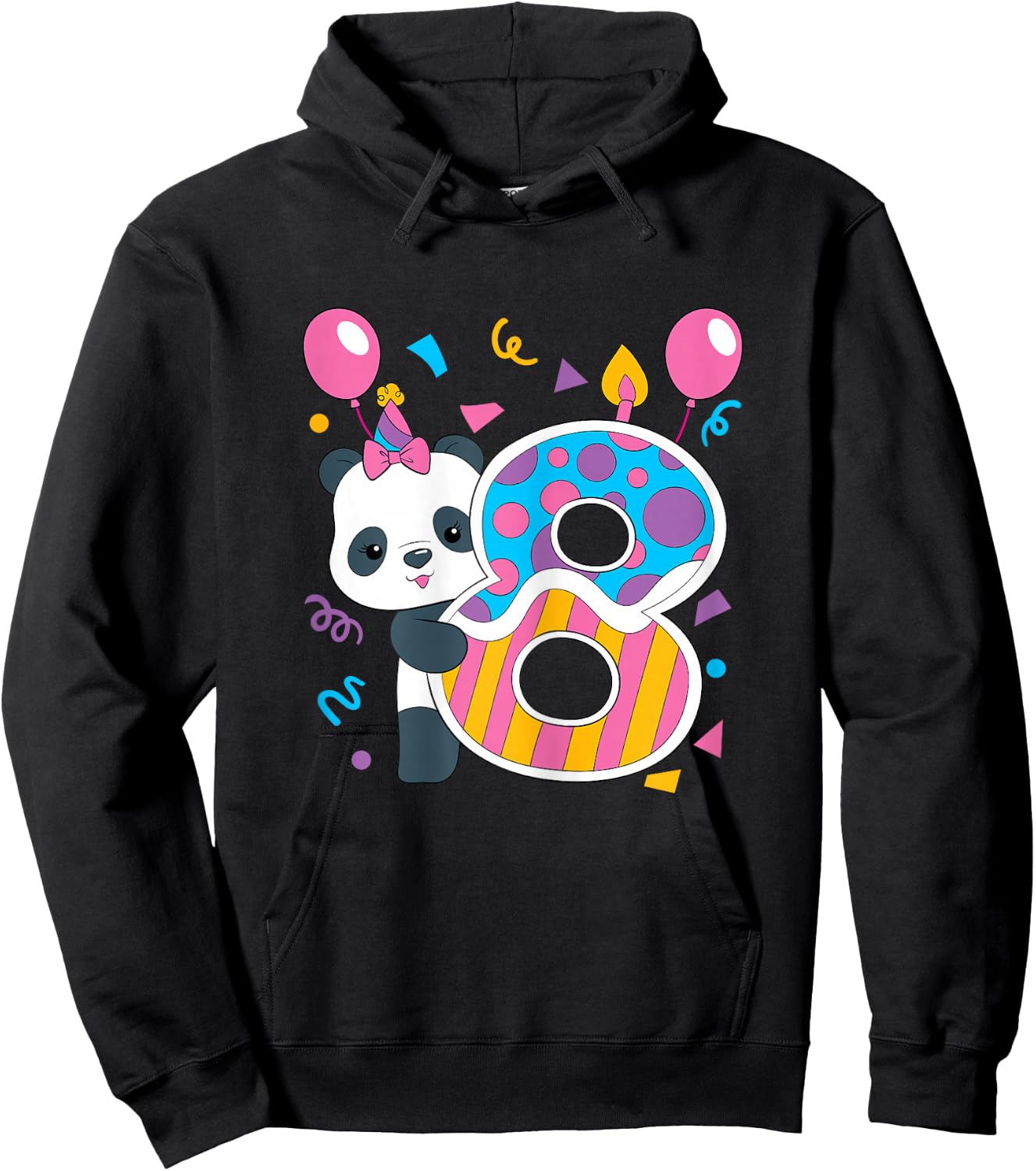 Panda 8 Year Old Children's Birthday Party Hoodie - Hoodie | Black