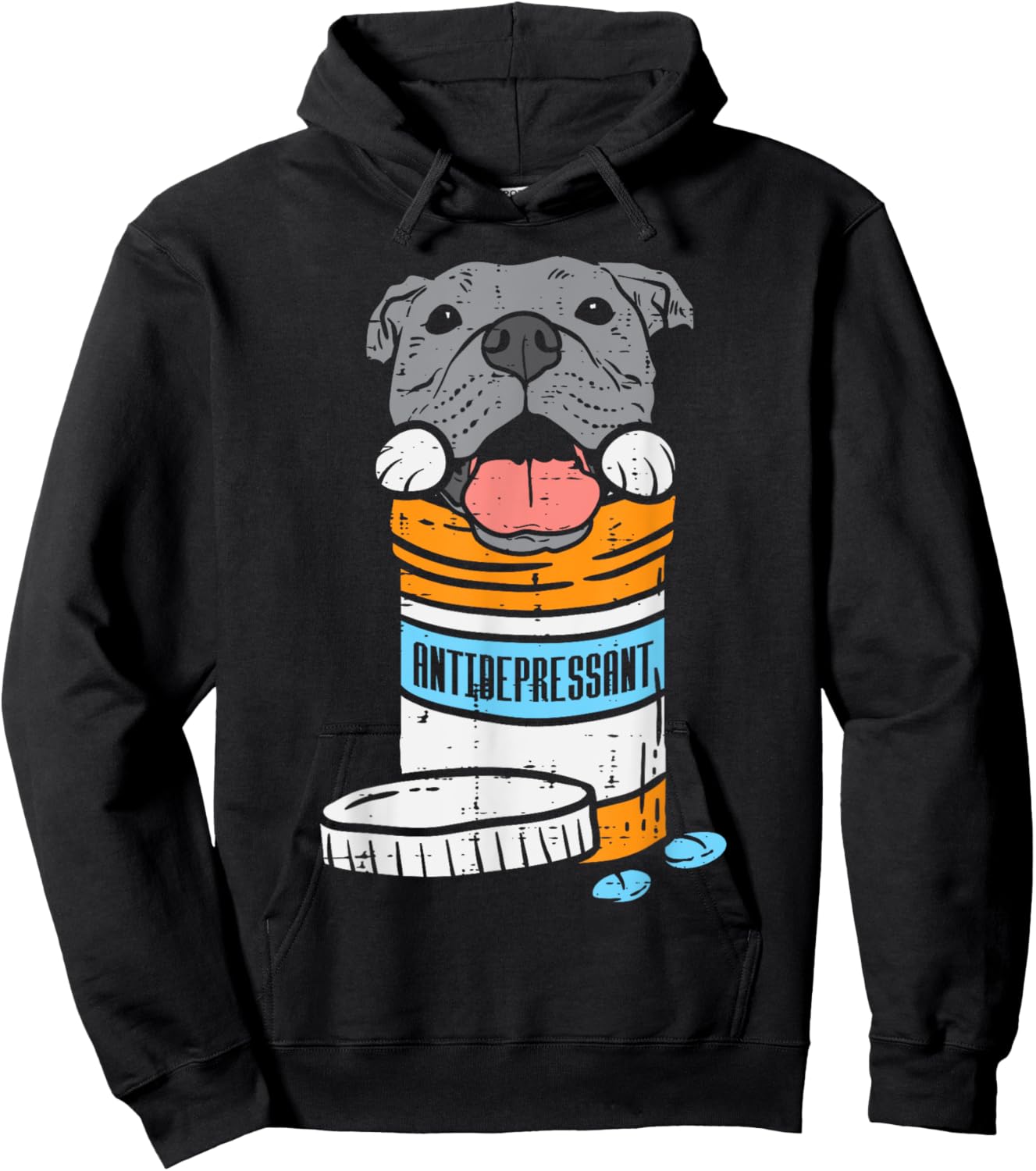 Antidepressant Pitbull Funny Pitties Dog Lover Owner Gift Men Women Girls Kids Hoodie - Hoodie | Black