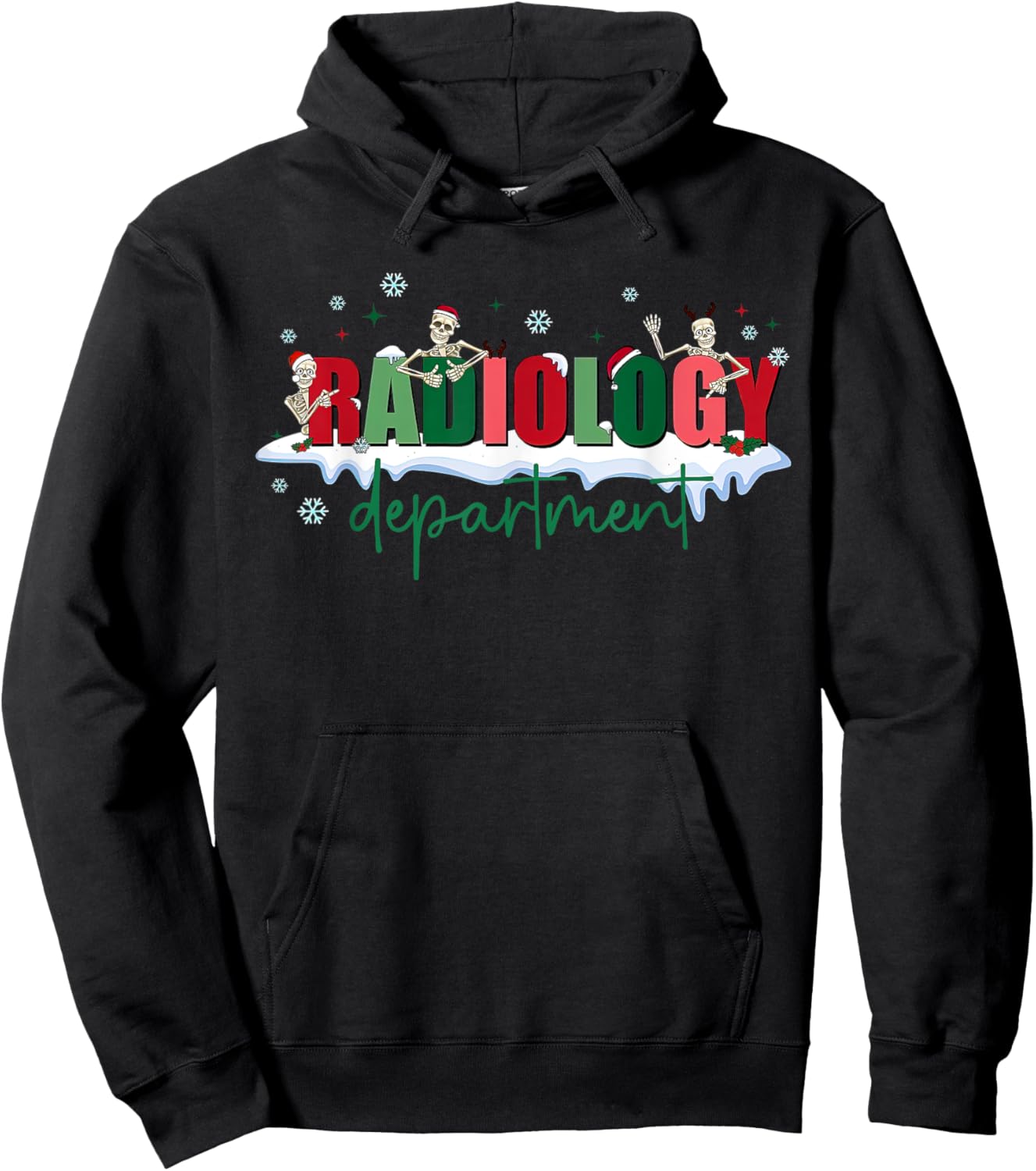 Christmas Radiology Department Funny Skeleton X-ray Tech Hoodie - Hoodie | Black