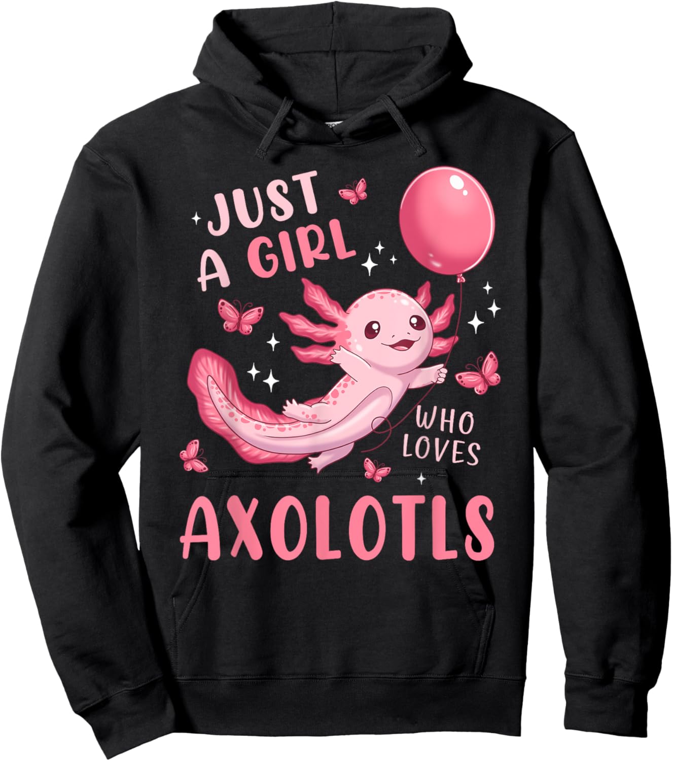 Axolotl Kawaii Cute Butterfly Anime Axolotl for Girls Kids Hoodie - Hoodie | Black