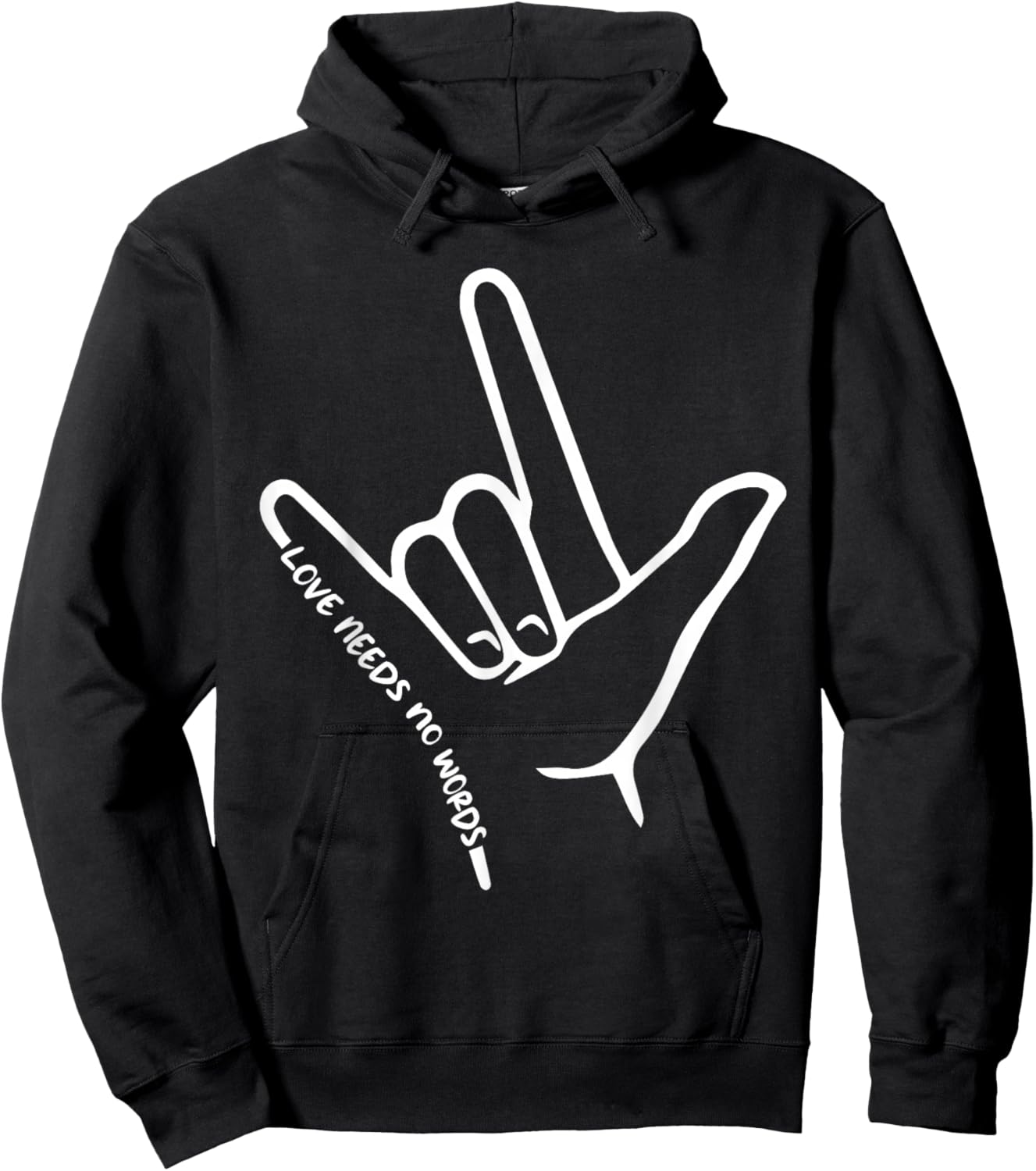 Love Needs No Words ASL Awareness American Sign Language Hoodie - Hoodie | Black