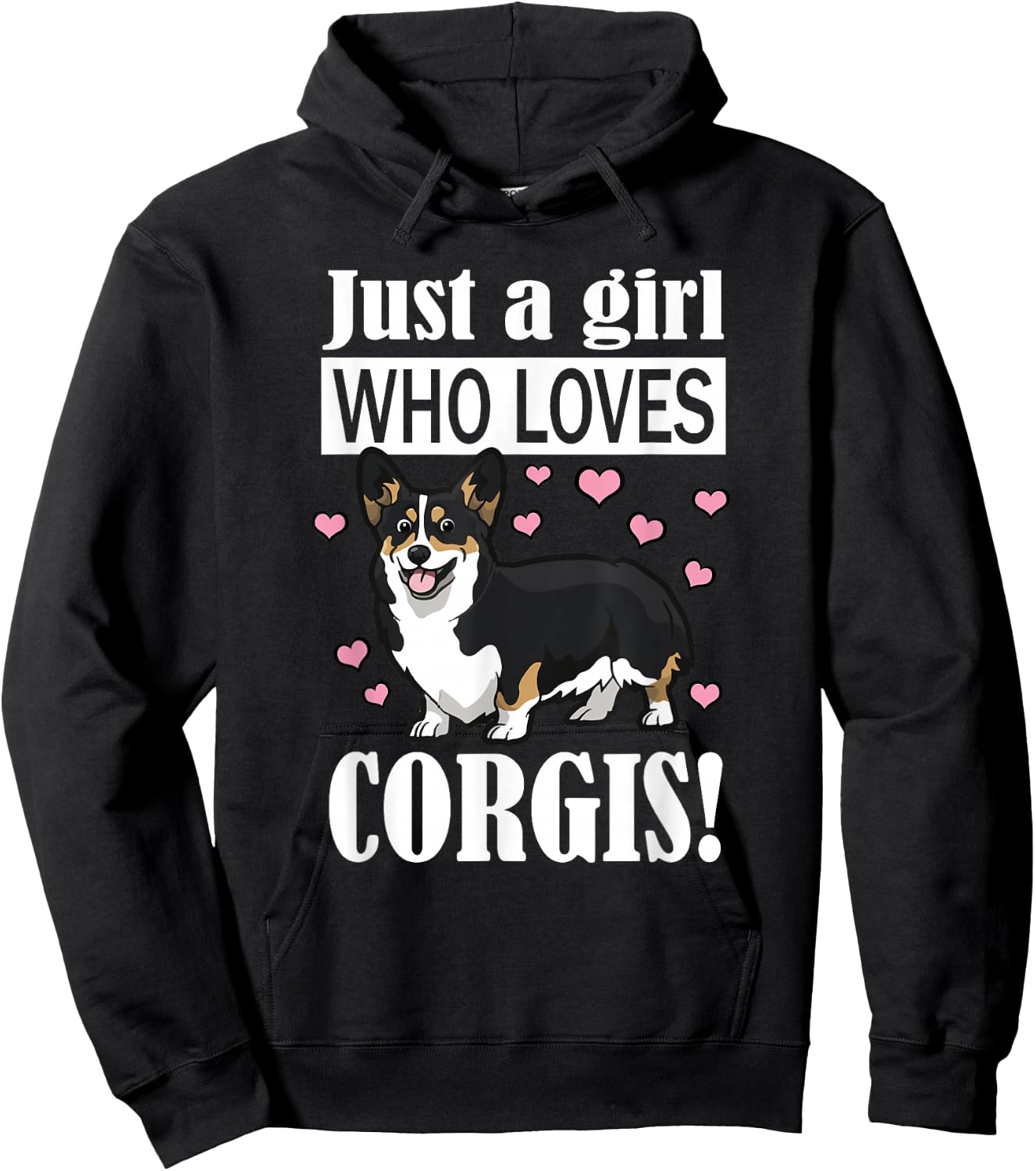 Funny Girl Who Loves Pembroke Black Tricolor Corgi Lover Hoodie - Hoodie | Black