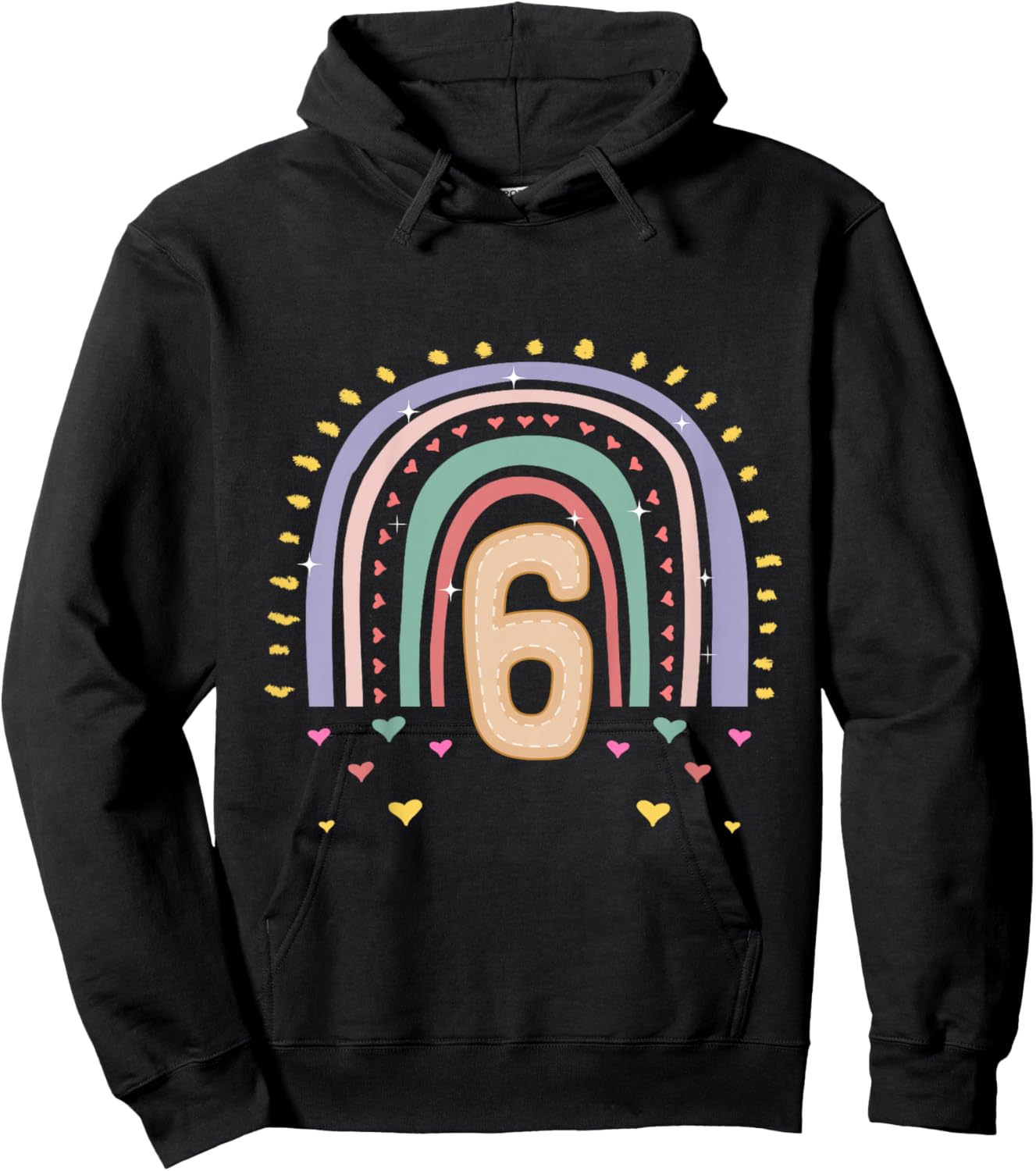Kinder 6. Geburtstag süßes Regenbogen Mädchen 6 Jahre alt Deko Hoodie - Hoodie | Black