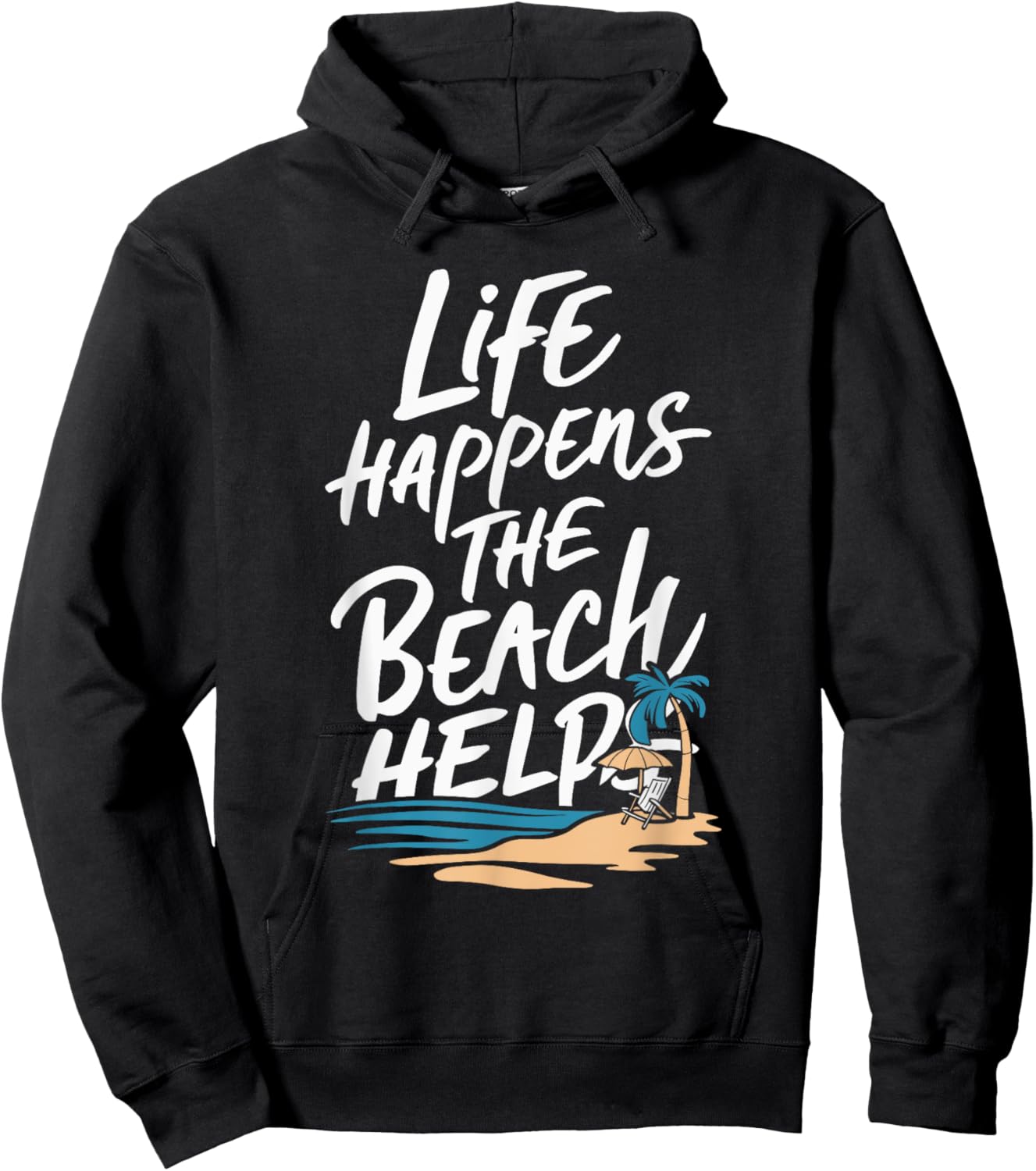 Life Happens The Beach Helps Women Hoodie - Hoodie | Black
