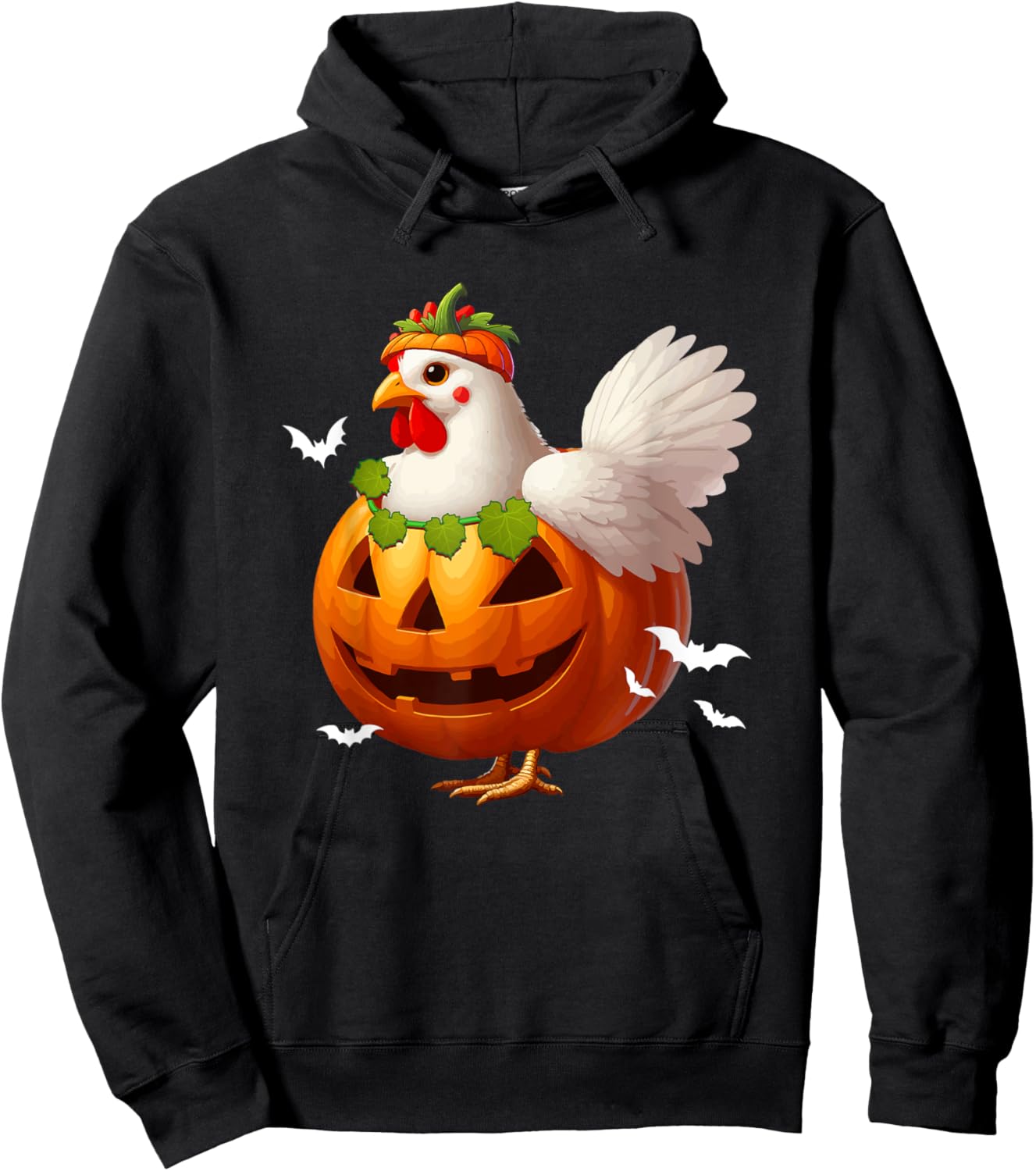 Chicken Cosplay Carved Pumpkin Halloween Costume Farmer Kids Hoodie - Hoodie | Black