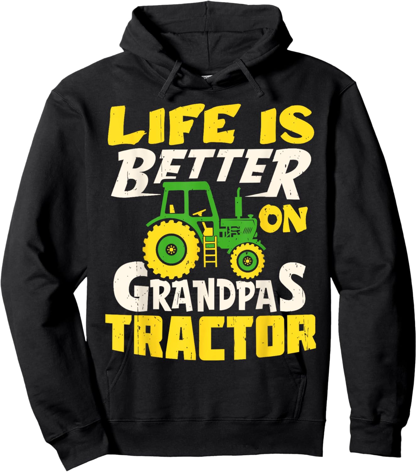 Life Is Better On Grandpas Tractor Farm Farmer Funny Hoodie - Hoodie | Black