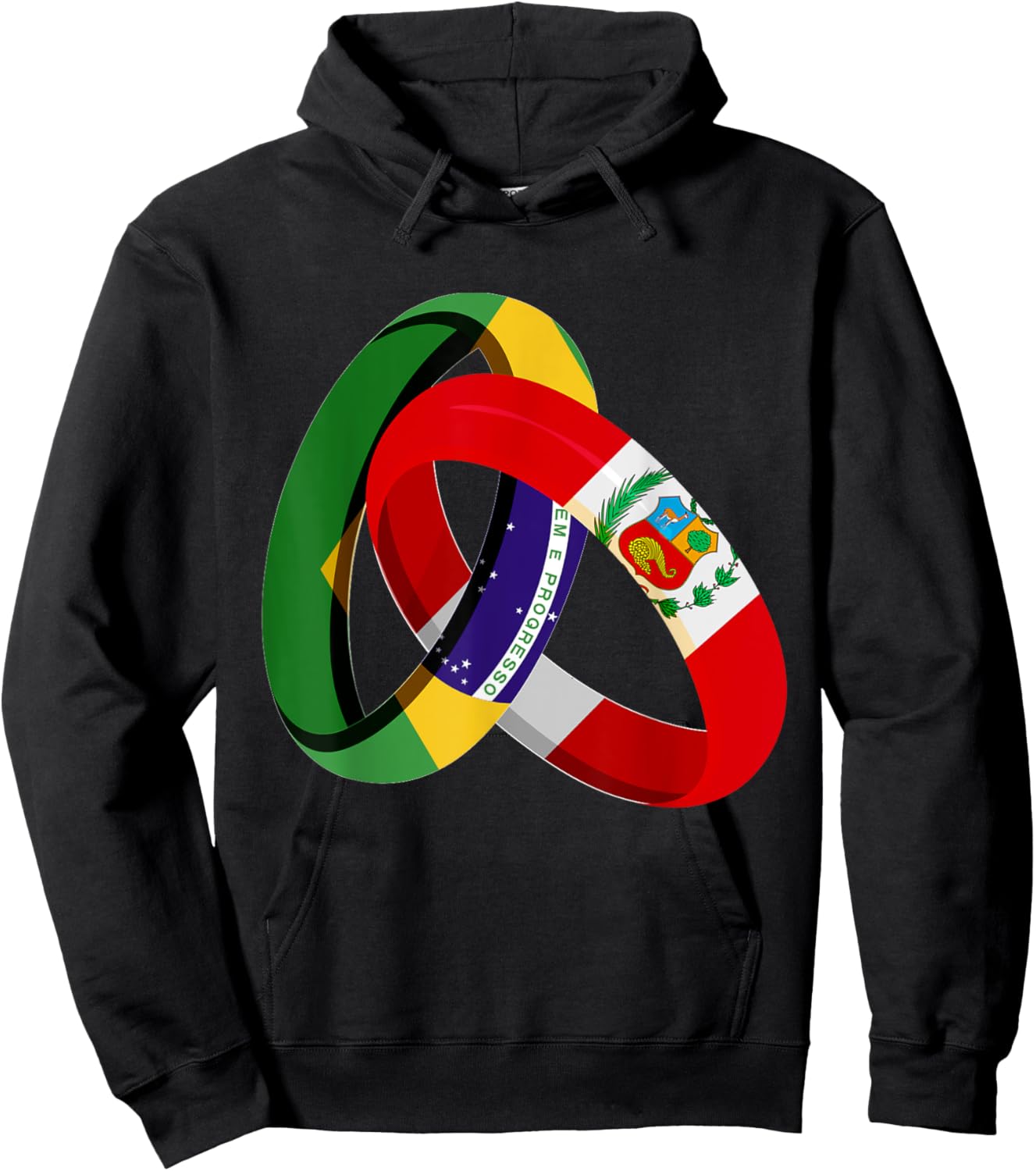 Brazil Flag Peru Grown Ring Marriage Wedding Hoodie - Hoodie | Black
