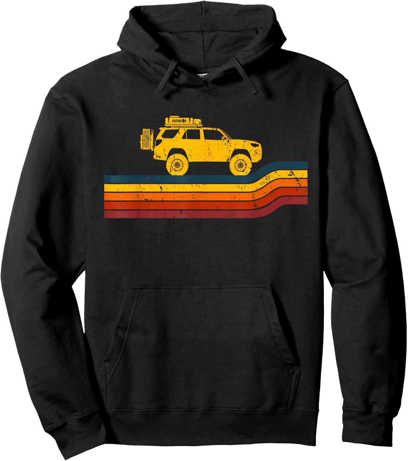 Overland Atlas Retro Runner Tracks 4x4 Offload Camping Hoodie - Hoodie | Black