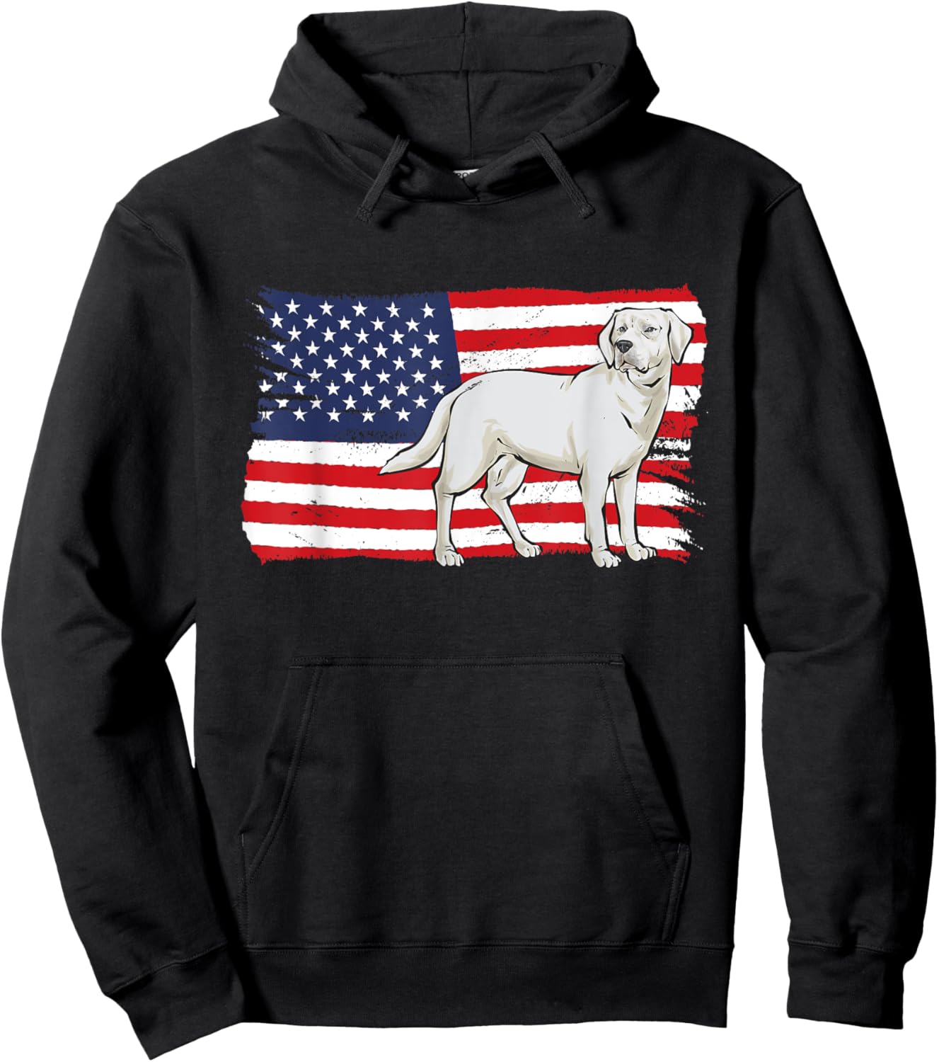 White Labrador Retriever American Flag White Lab Women Men Hoodie - Hoodie | Black