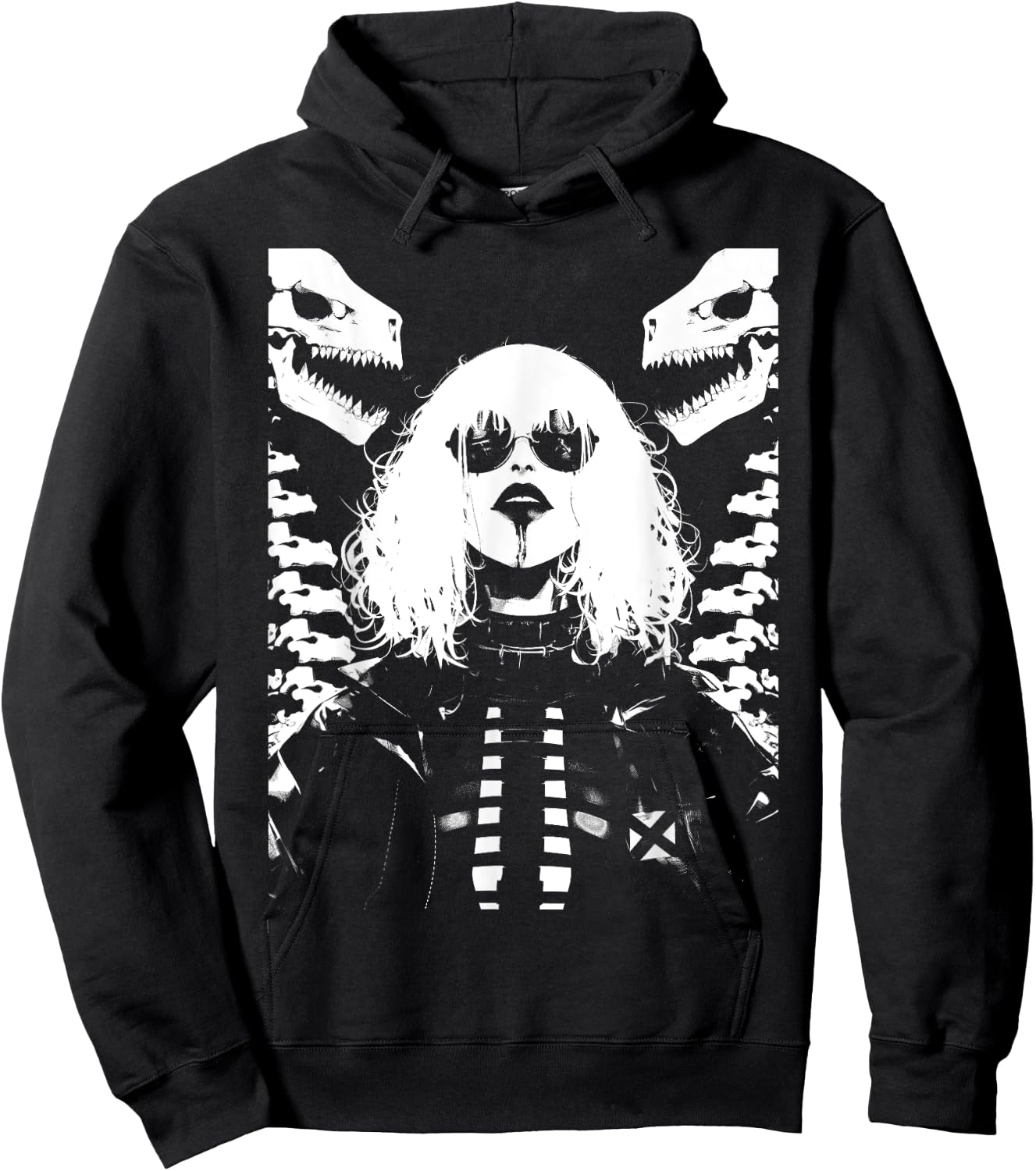 Horror Techwear Ghoul Girl Cybergoth Gothic Anime Manga Hoodie - Hoodie | Black