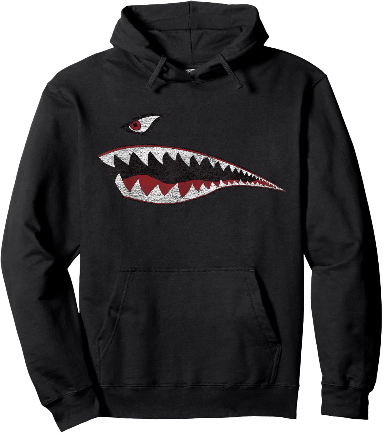 Shark Teeth Nose Art Warhawk P-40 A-10 Warthog War Plane Hoodie - Hoodie | Black