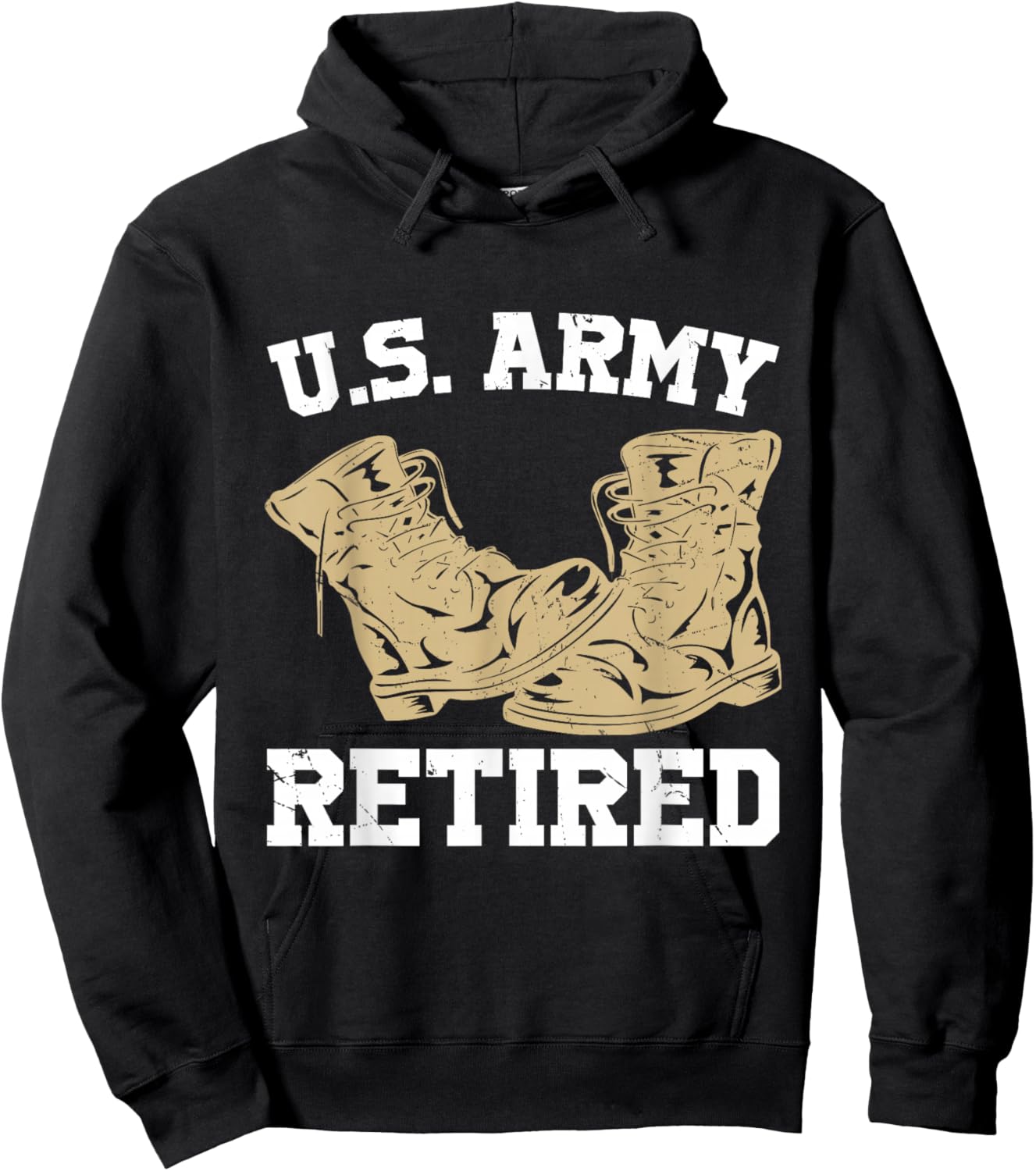US Army Retired Distressed With Logo Retirement Hoodie - Hoodie | Black