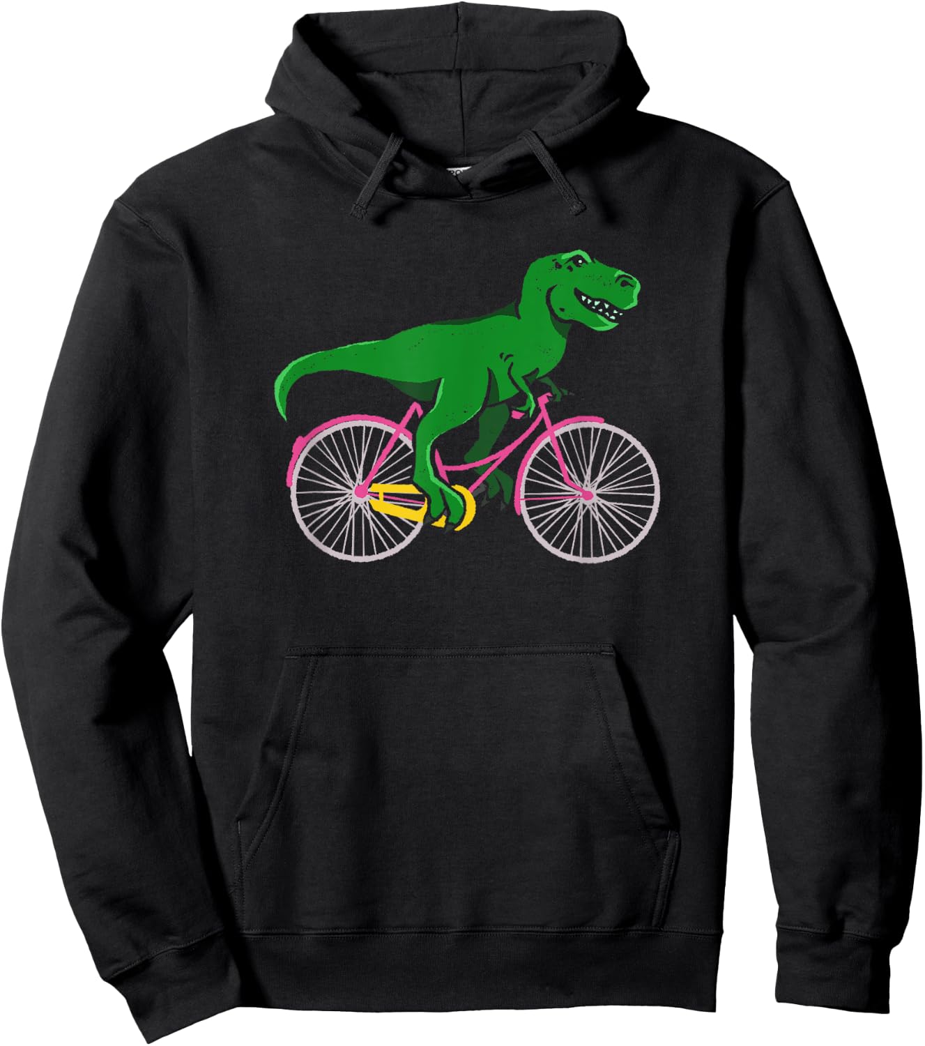 T-Rex Riding A Bike - Funny Trex Dinosaur Bicycle Rider Hoodie - Hoodie | Black
