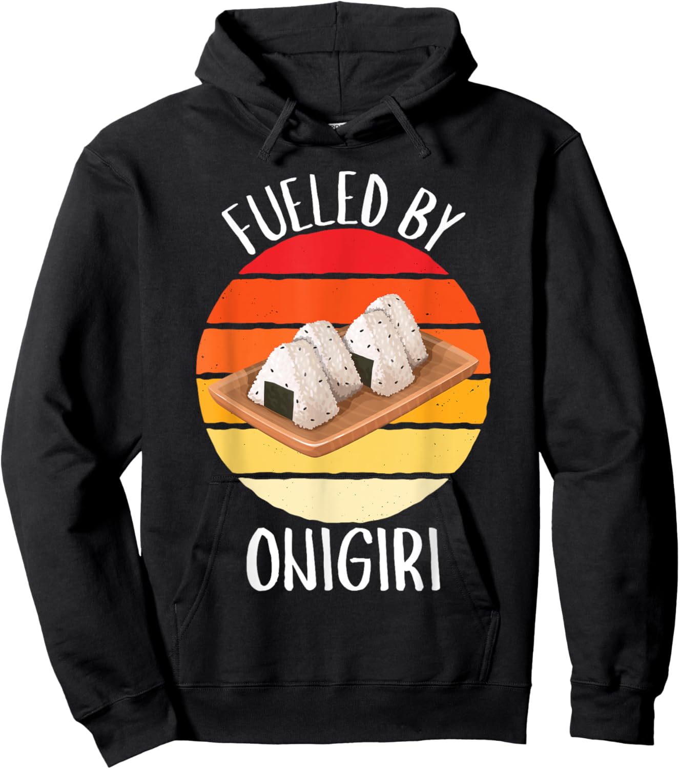Retro Fueled By Onigiri Vintage Onigiri Lover Hoodie - Hoodie | Black