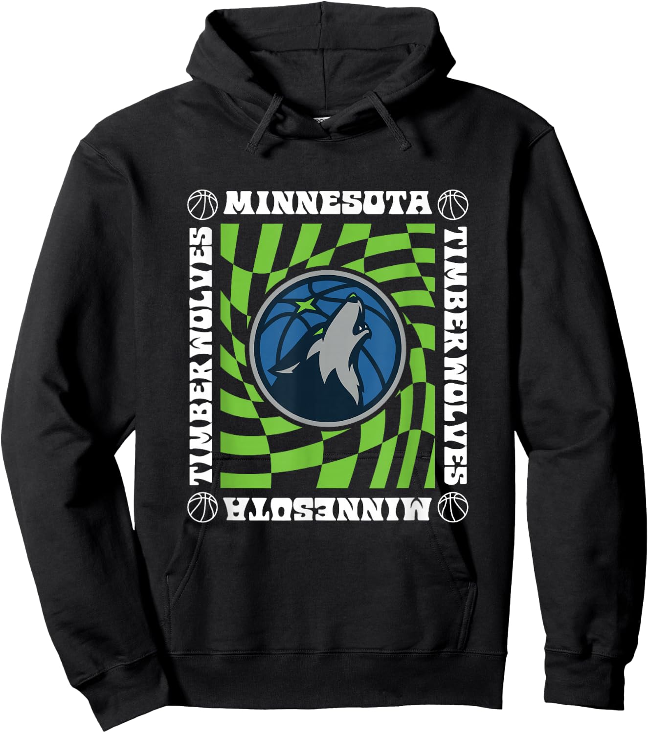 NBA Minnesota Timberwolves Retro Checkerboard Wave Hoodie - Hoodie | Black