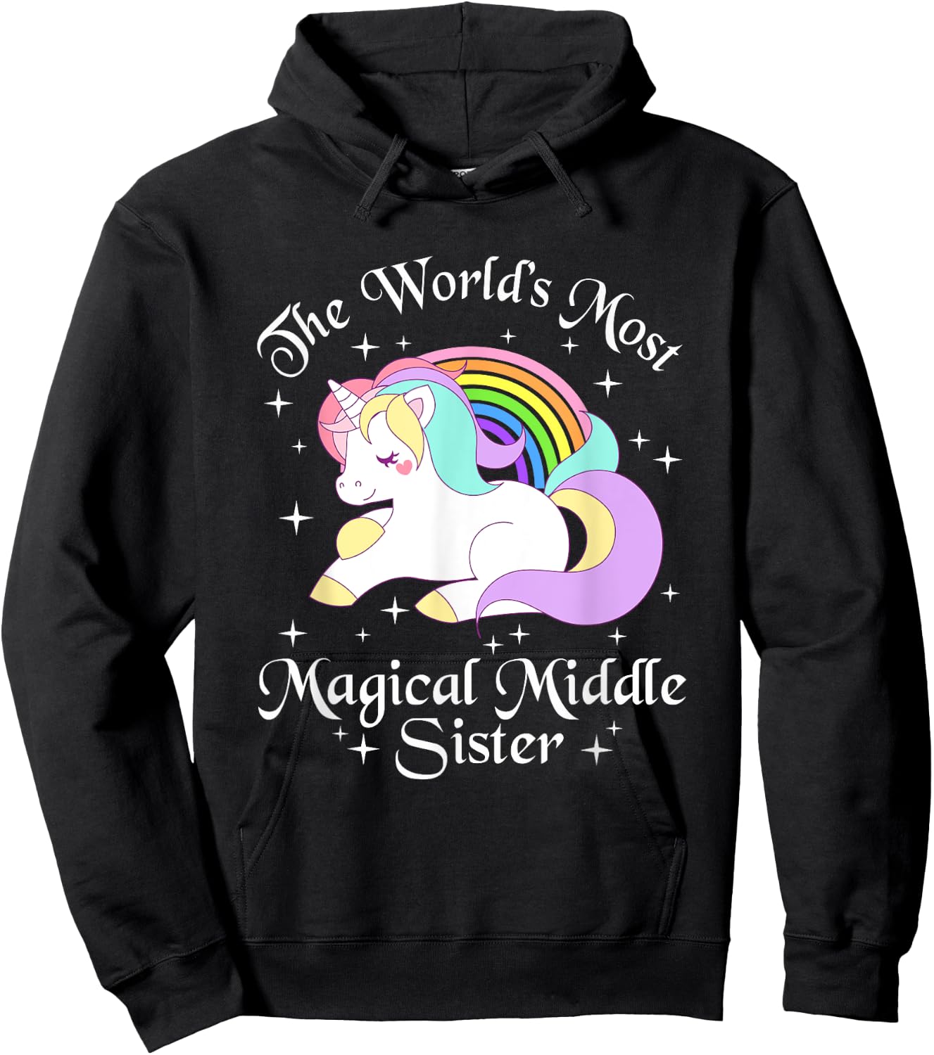 Magical Middle Sister Unicorn Sister Gifts Girls Hoodie - Hoodie | Black