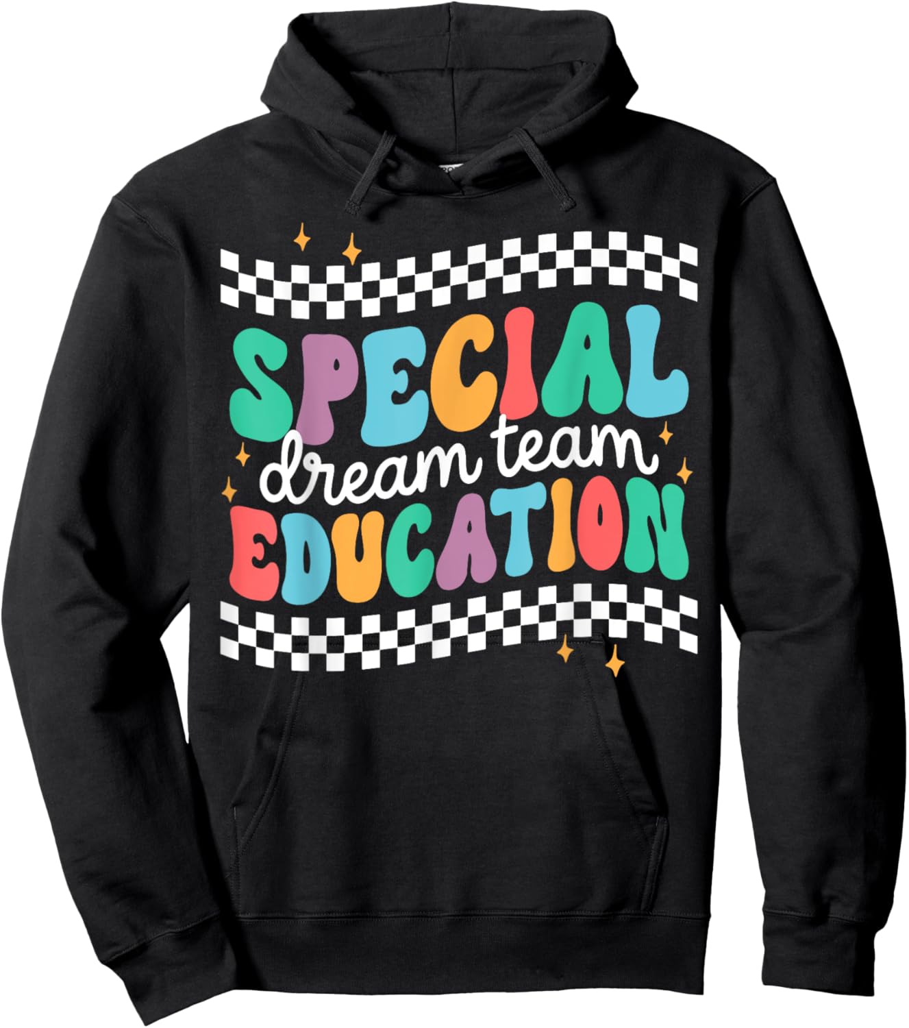 Retro Special Education Squad Groovy Dream Team SPED Teacher Hoodie - Hoodie | Black