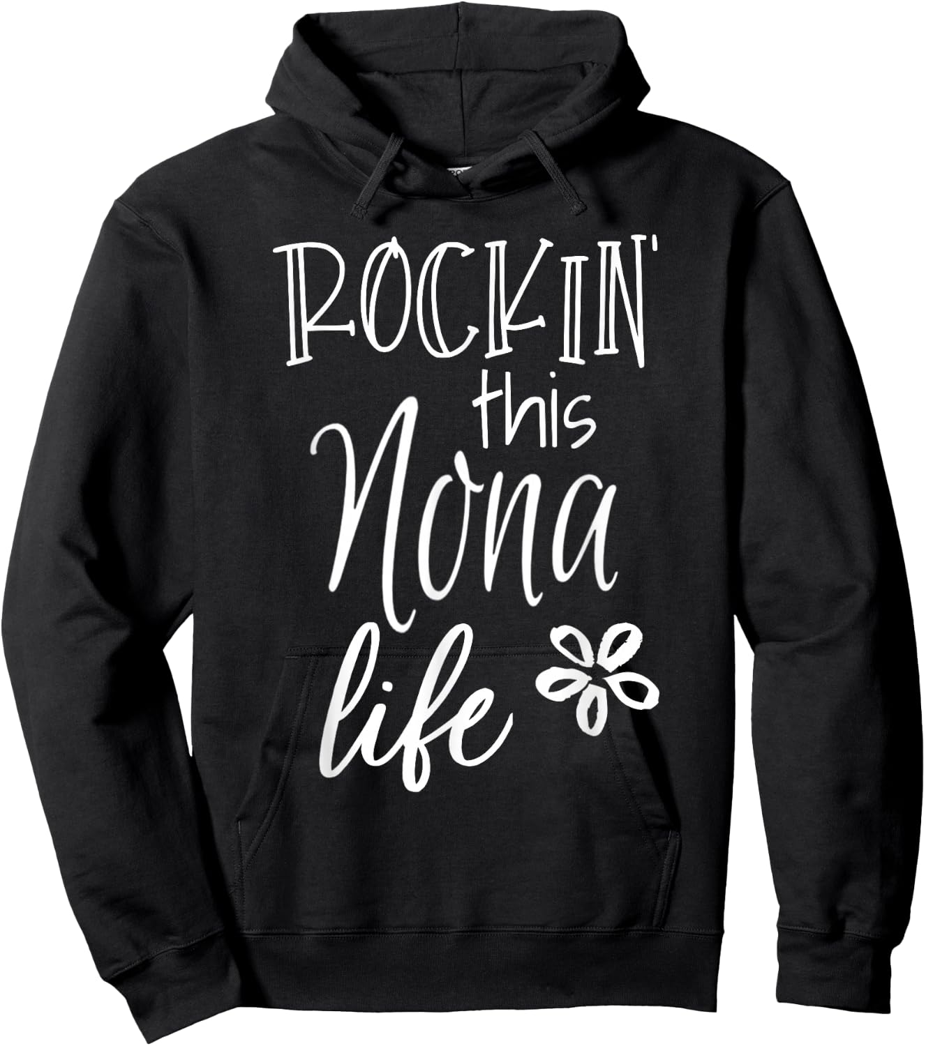 Rockin This Life Cute Nona Gift from Grandkids Hoodie - Hoodie | Black