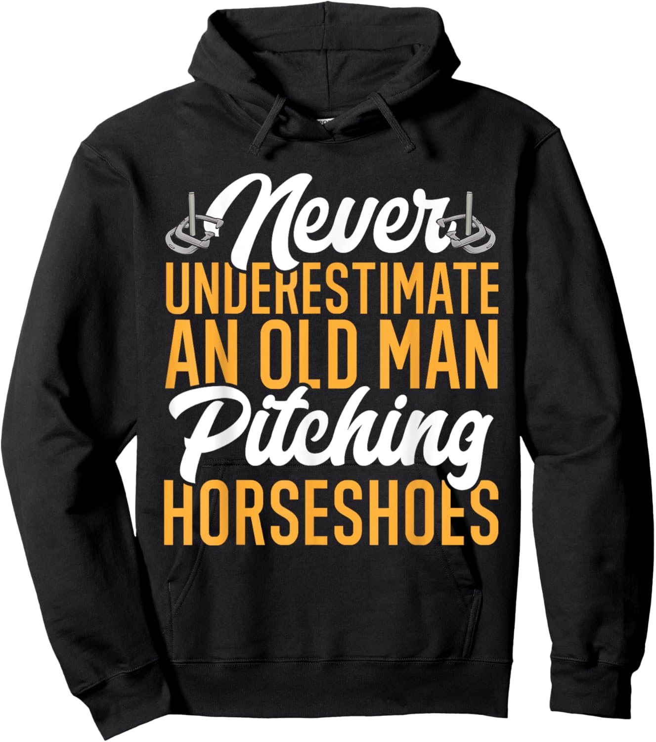 Horseshoes Game Horseshoe Pitching Old Man Hoodie - Hoodie | Black