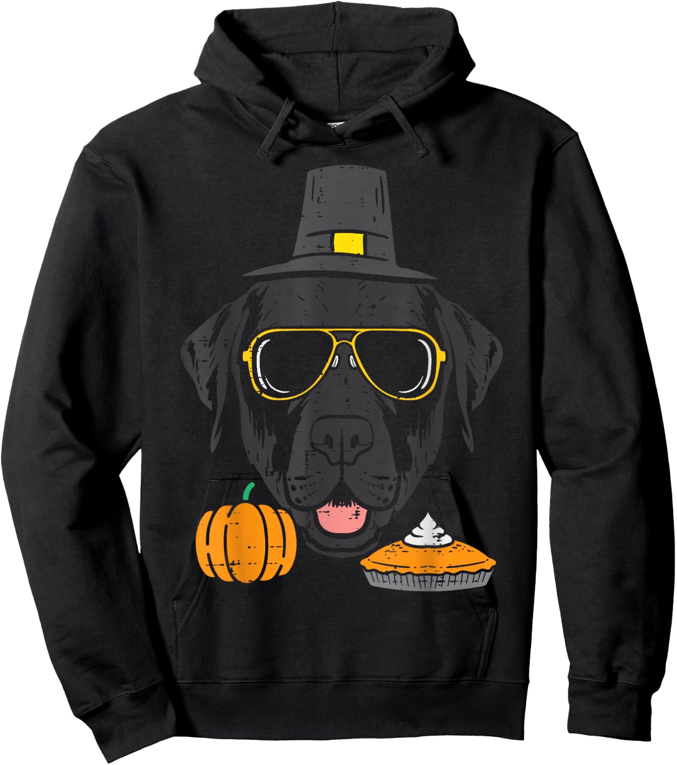 Pilgrim Black Labrador Cute Thanksgiving Dog Men Women Kids Hoodie - Hoodie | Black